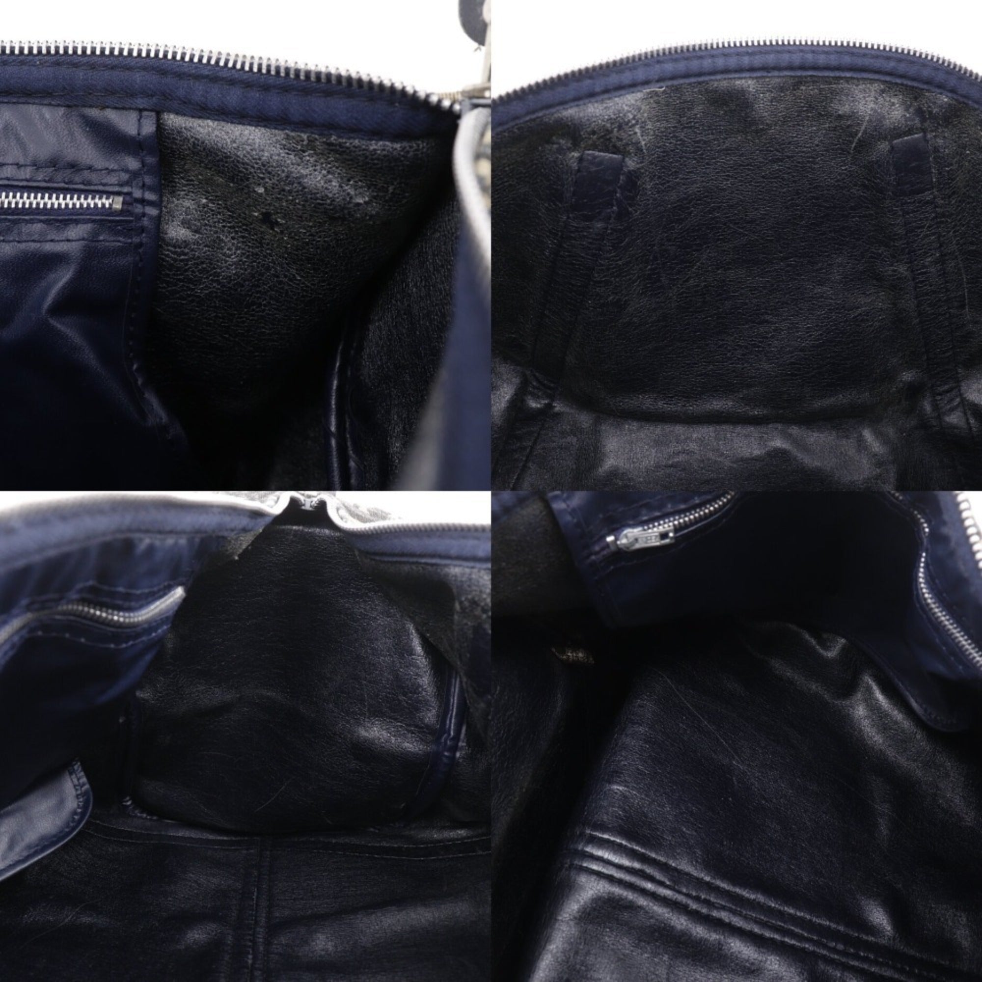 Christian Dior Navy Canvas Boston Bag Handbag (Pre-Owned)