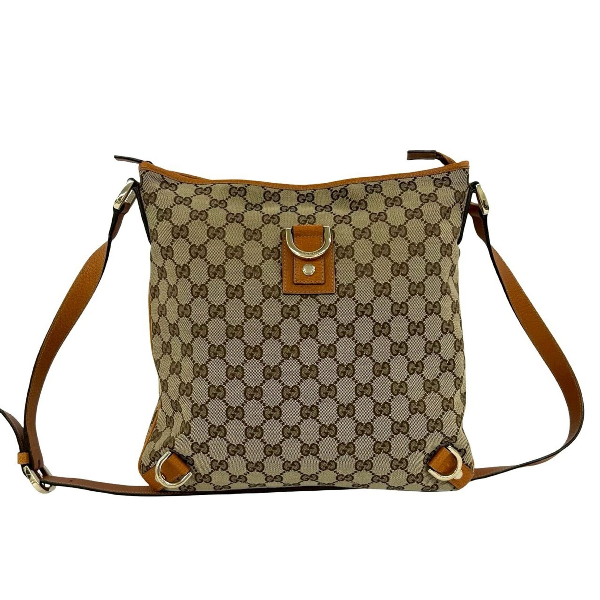 Gucci Brown Canvas Leather Shoulder Bag Tote Bag (Pre-Owned)