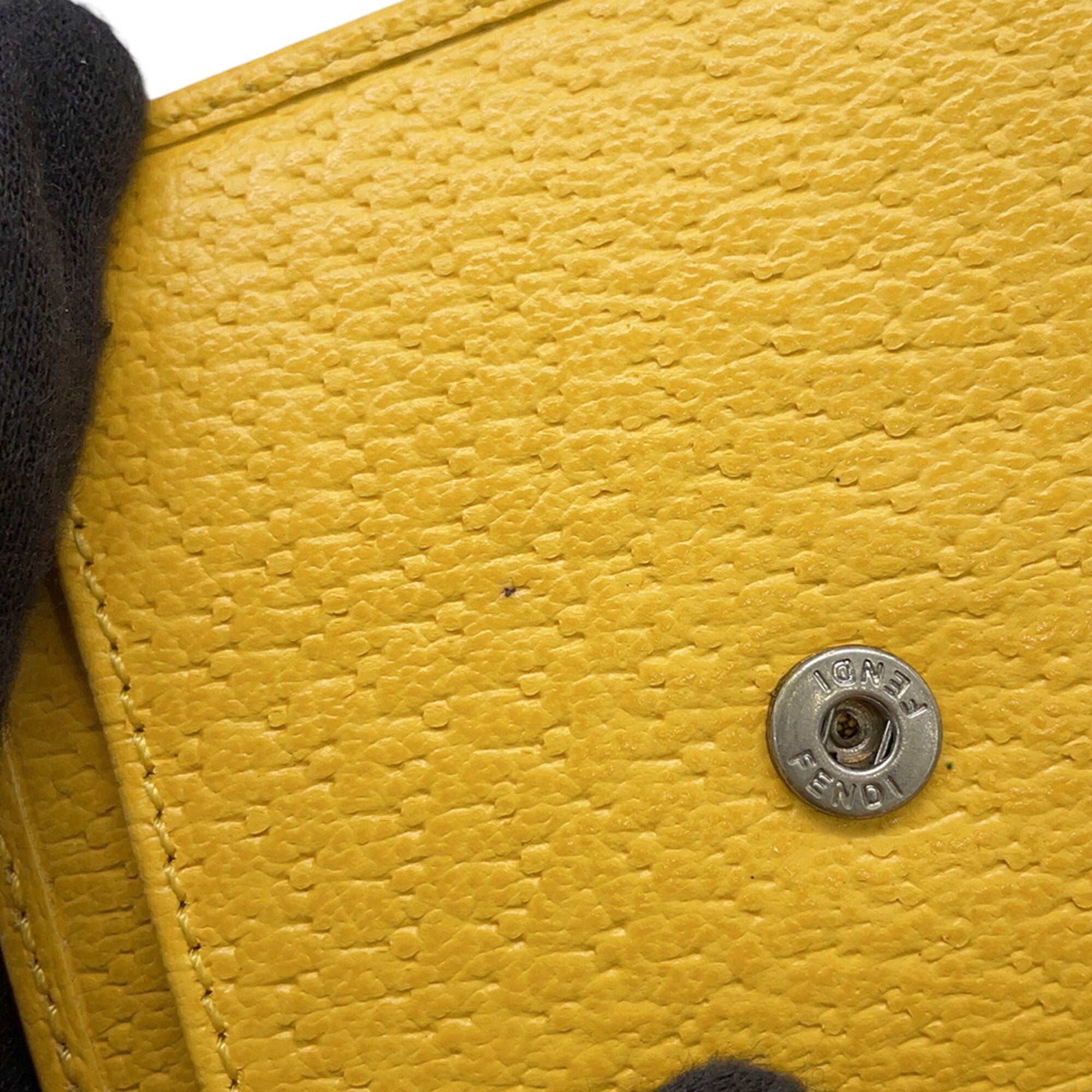 Fendi Zucca Yellow Nylon Canvas Leather Wallet (Tri-Fold) (Pre-Owned)