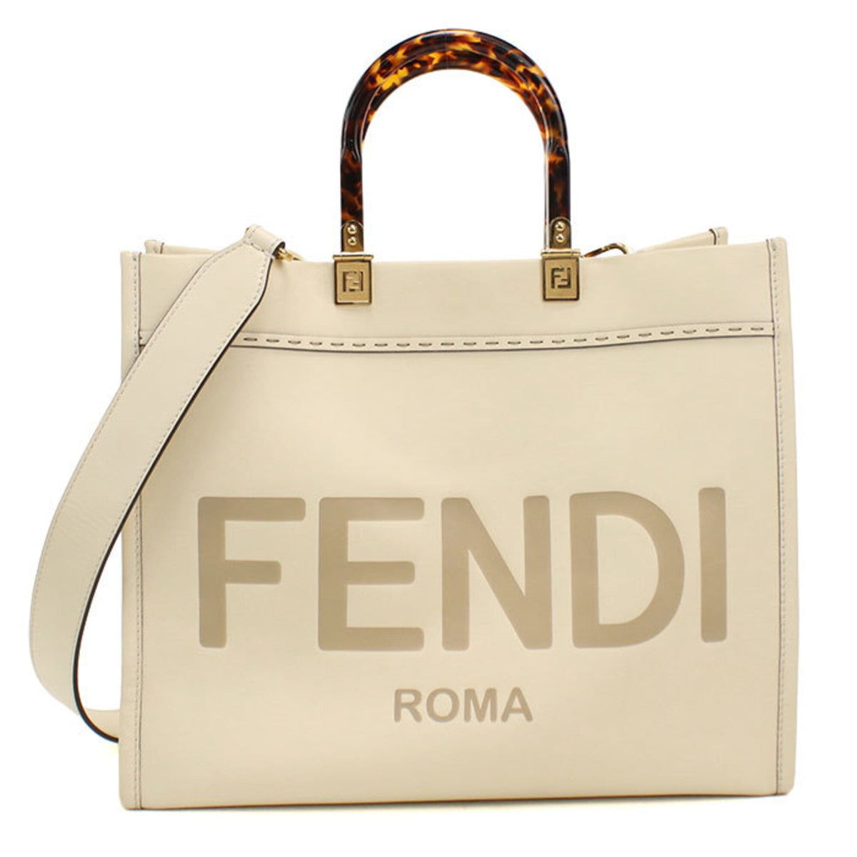 Fendi White Leather Tote Bag (Pre-Owned)