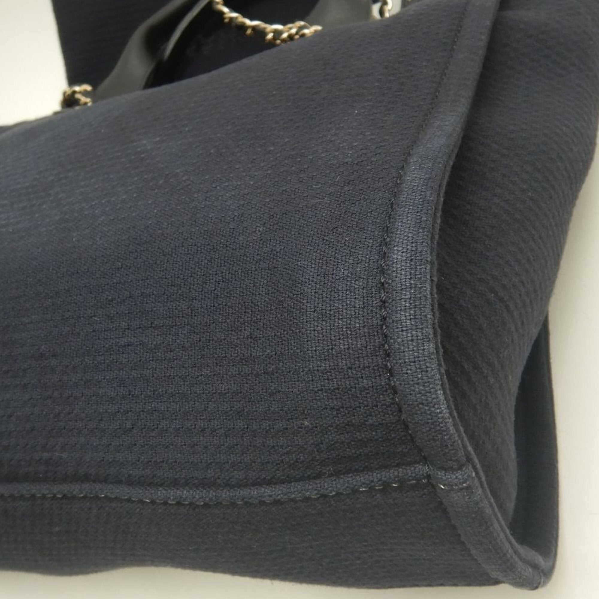 Chanel Black Canvas Leather Tote Bag (Pre-Owned)