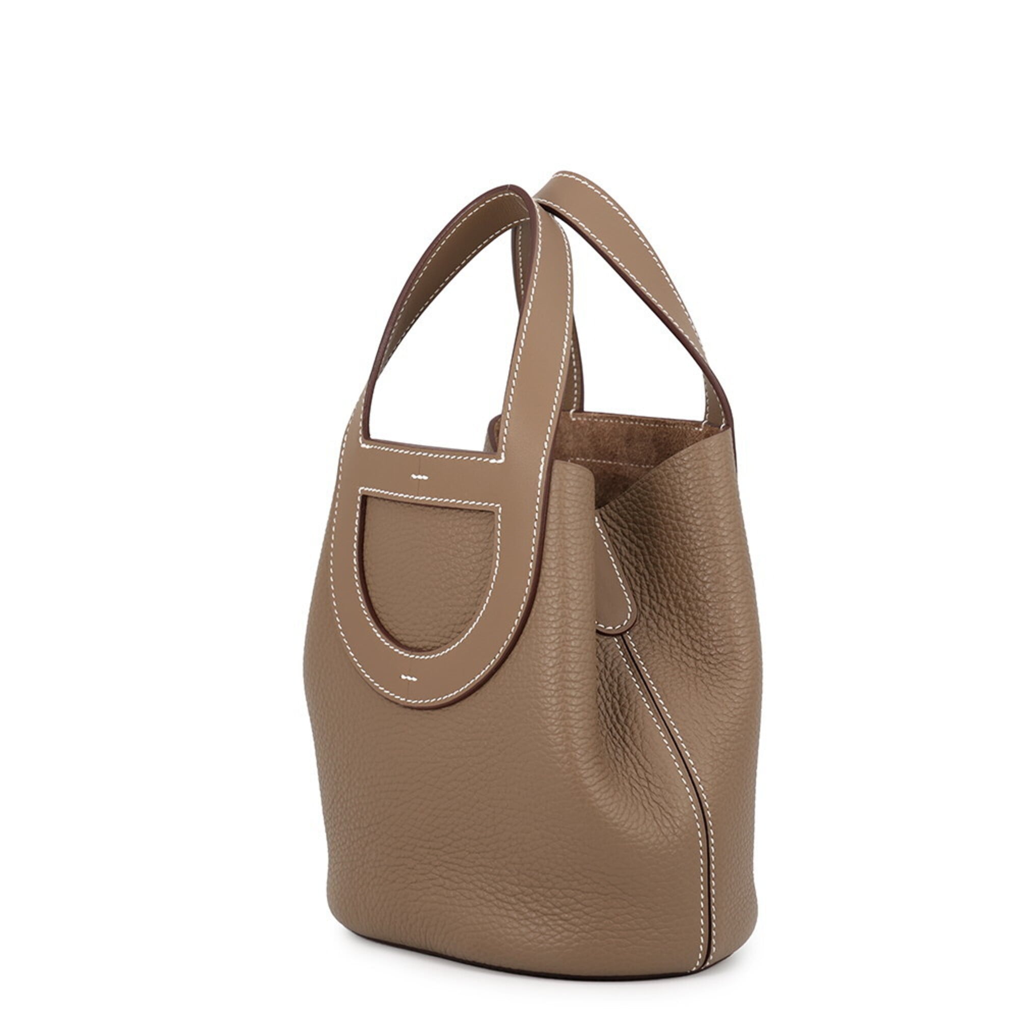 Hermes Kara Etoupe Gray Taurillon Clemence Leather Swift Leather Tote Bag (Pre-Owned)
