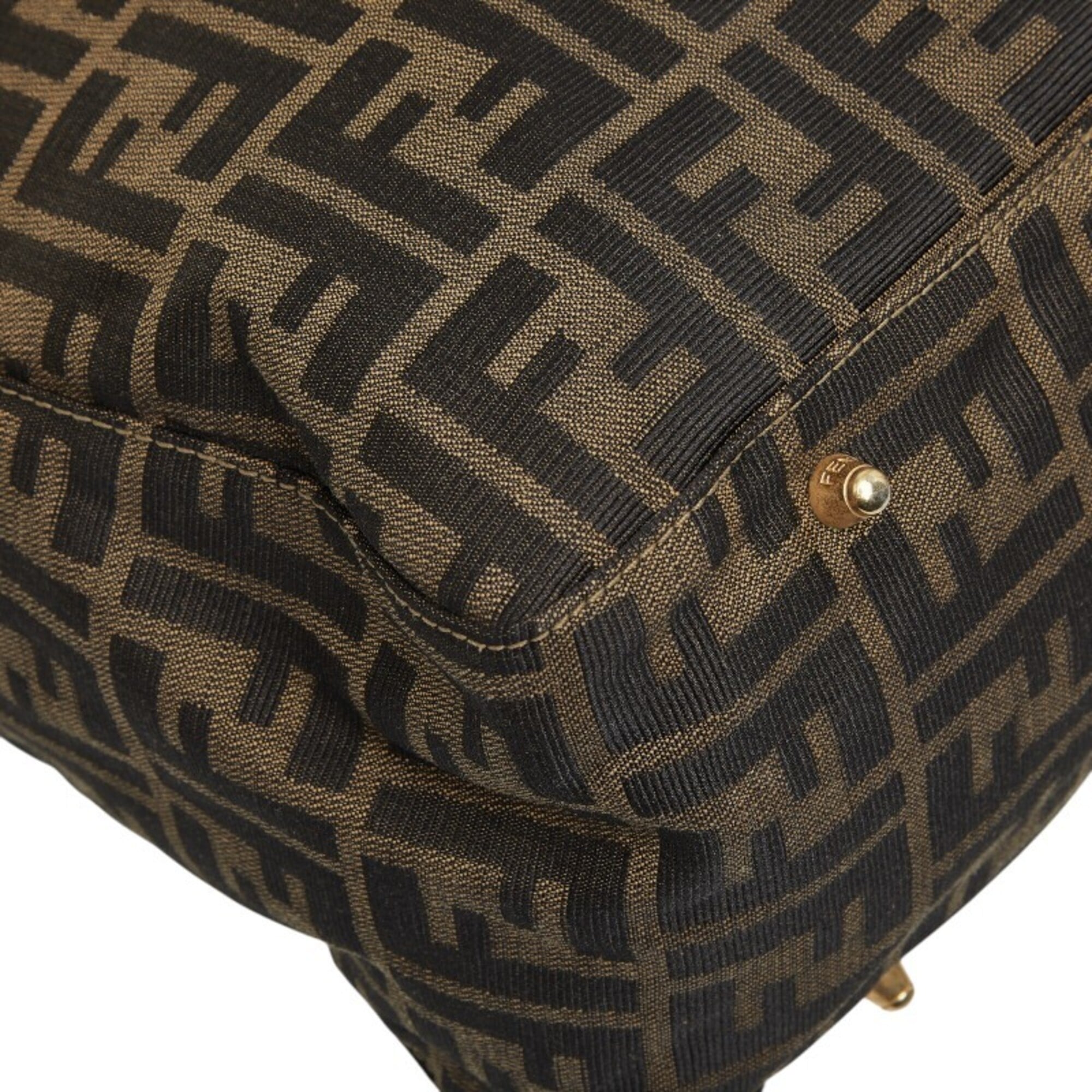 Fendi Brown Canvas Leather Handbag Tote Bag (Pre-Owned)