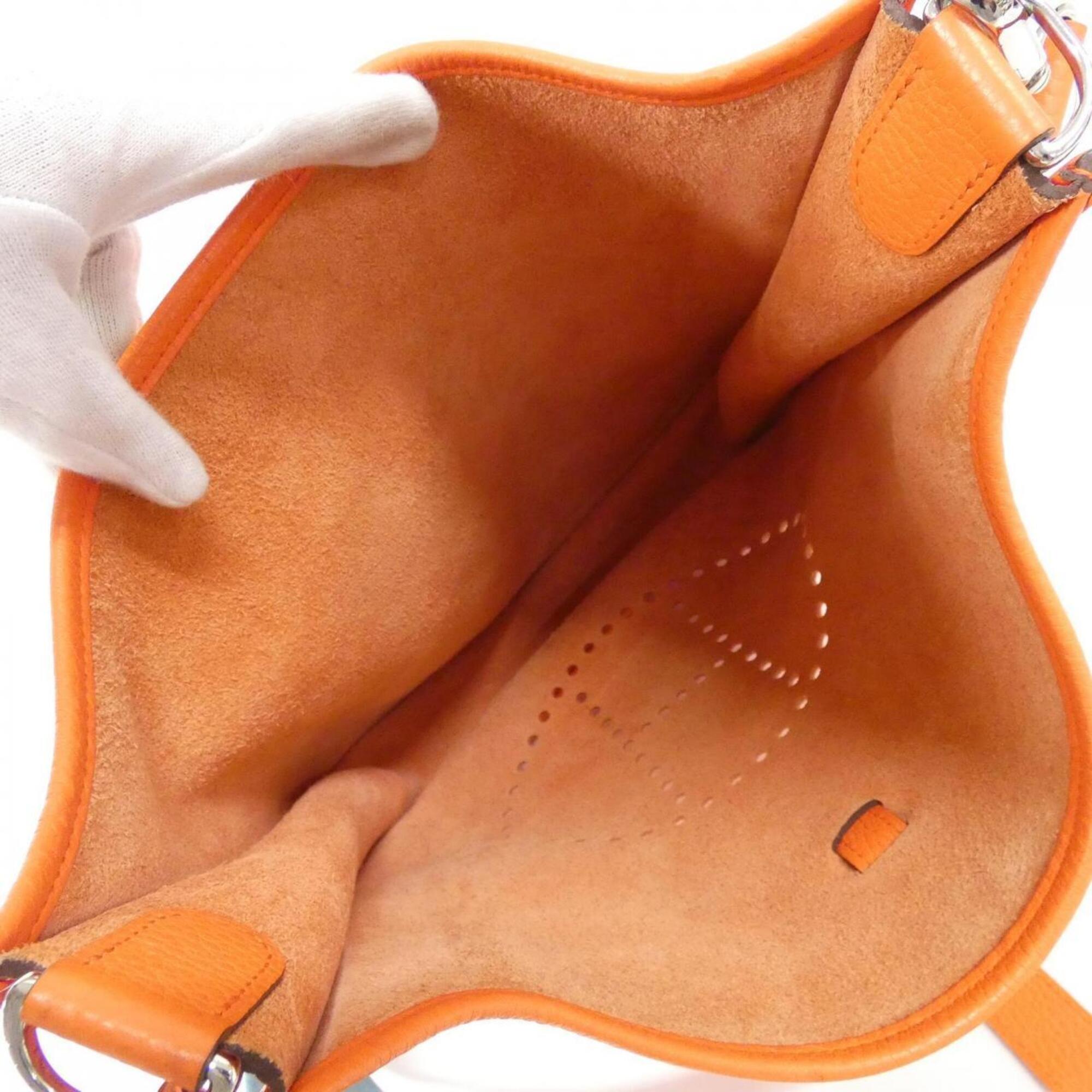 Hermes Orange Orange Poppy Taurillon Clemence Leather Shoulder Bag (Pre-Owned)