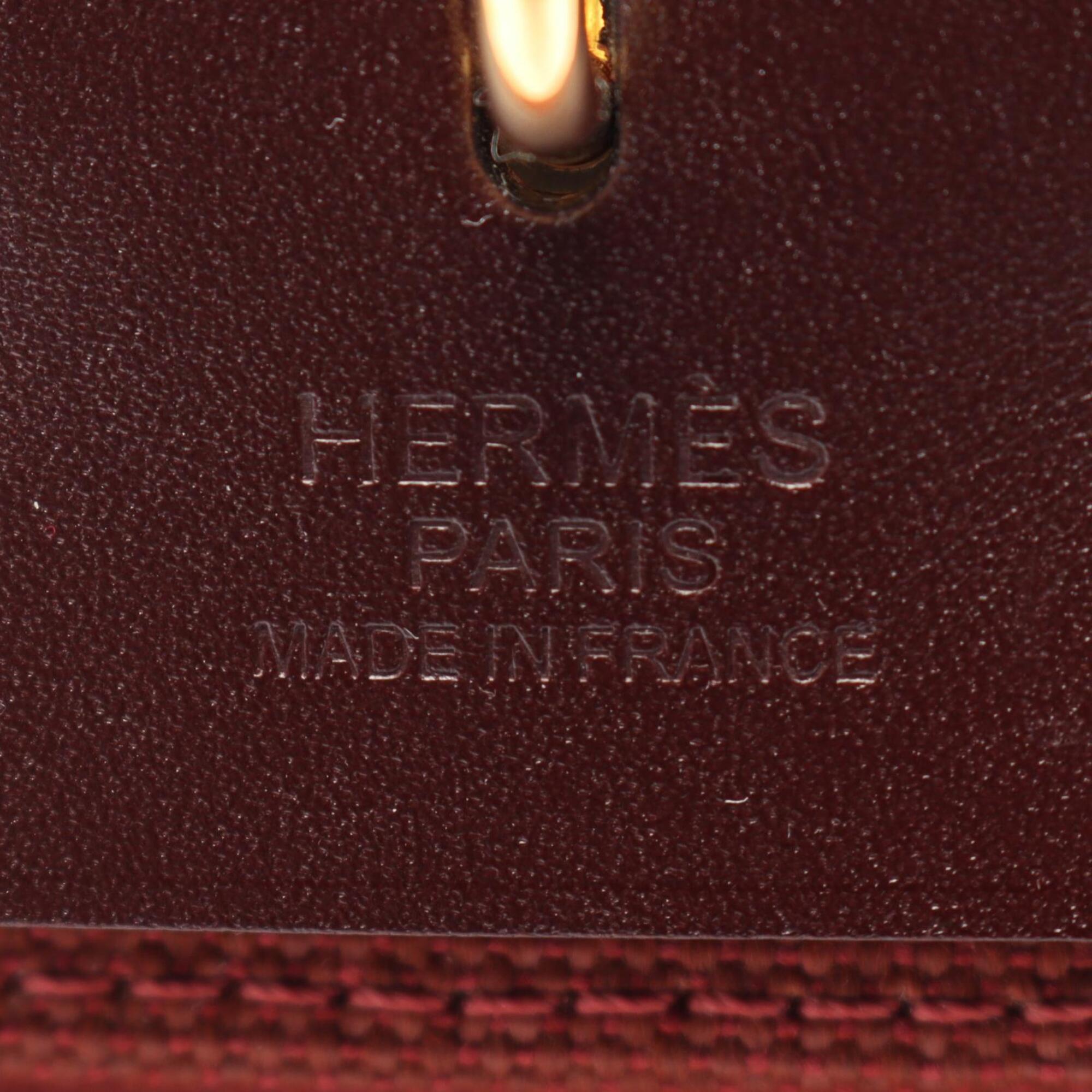 Hermes Bordeaux Red Color White Canvas Handbag Pouch (Pre-Owned)