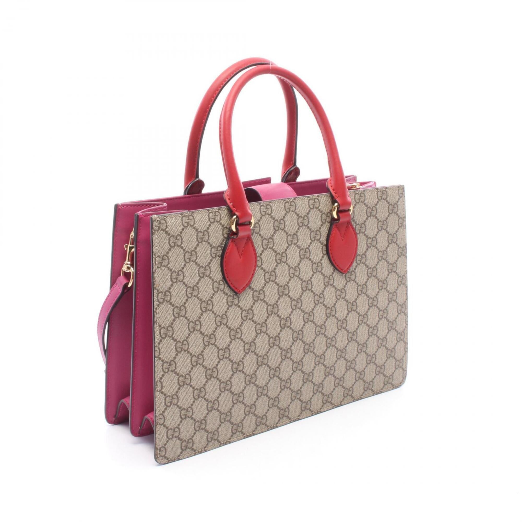 Gucci Beige Brown Multi-Color Gg Supreme Leather Handbag (Pre-Owned)
