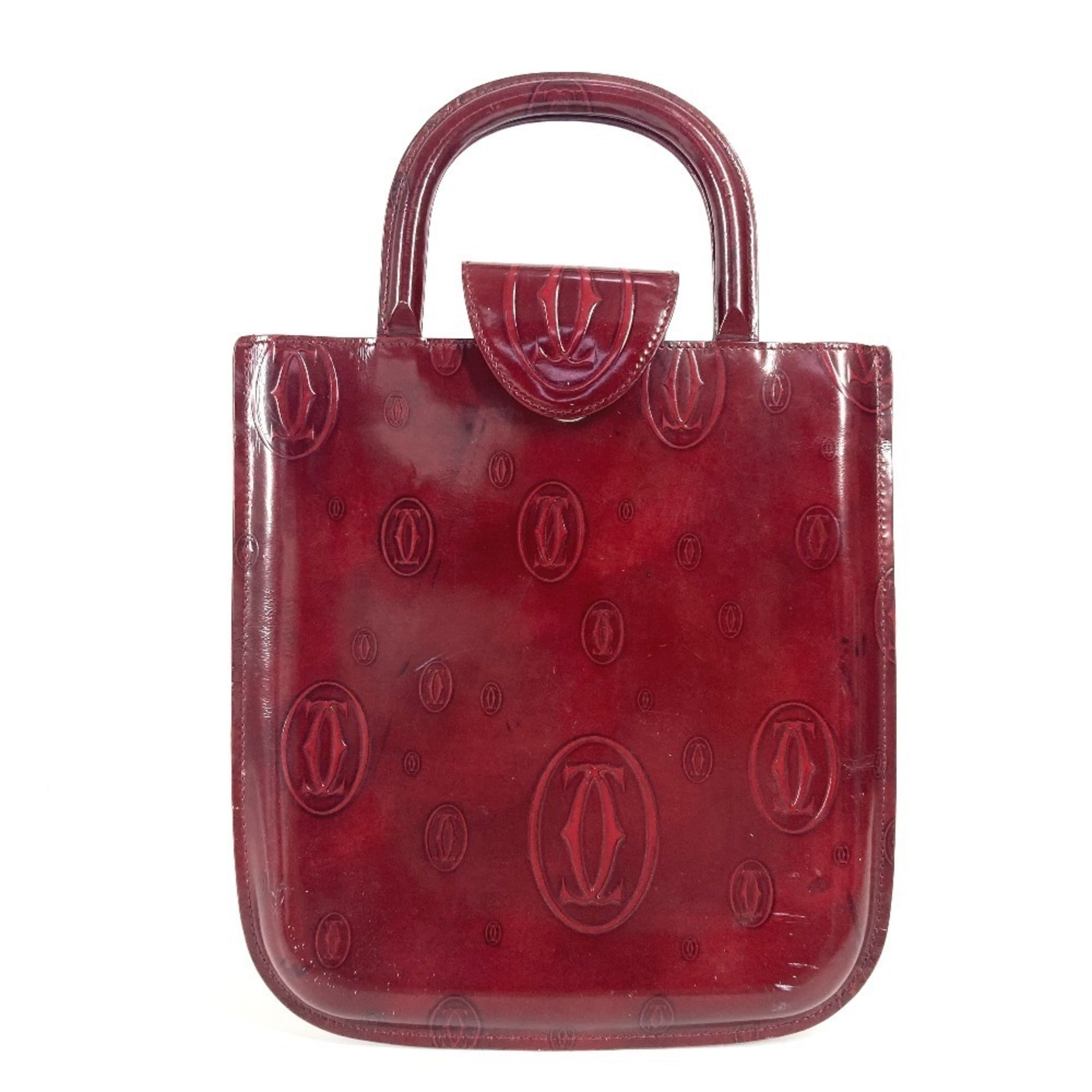 Cartier Happy Birthday Red Color Leather Handbag Tote Bag (Pre-Owned)