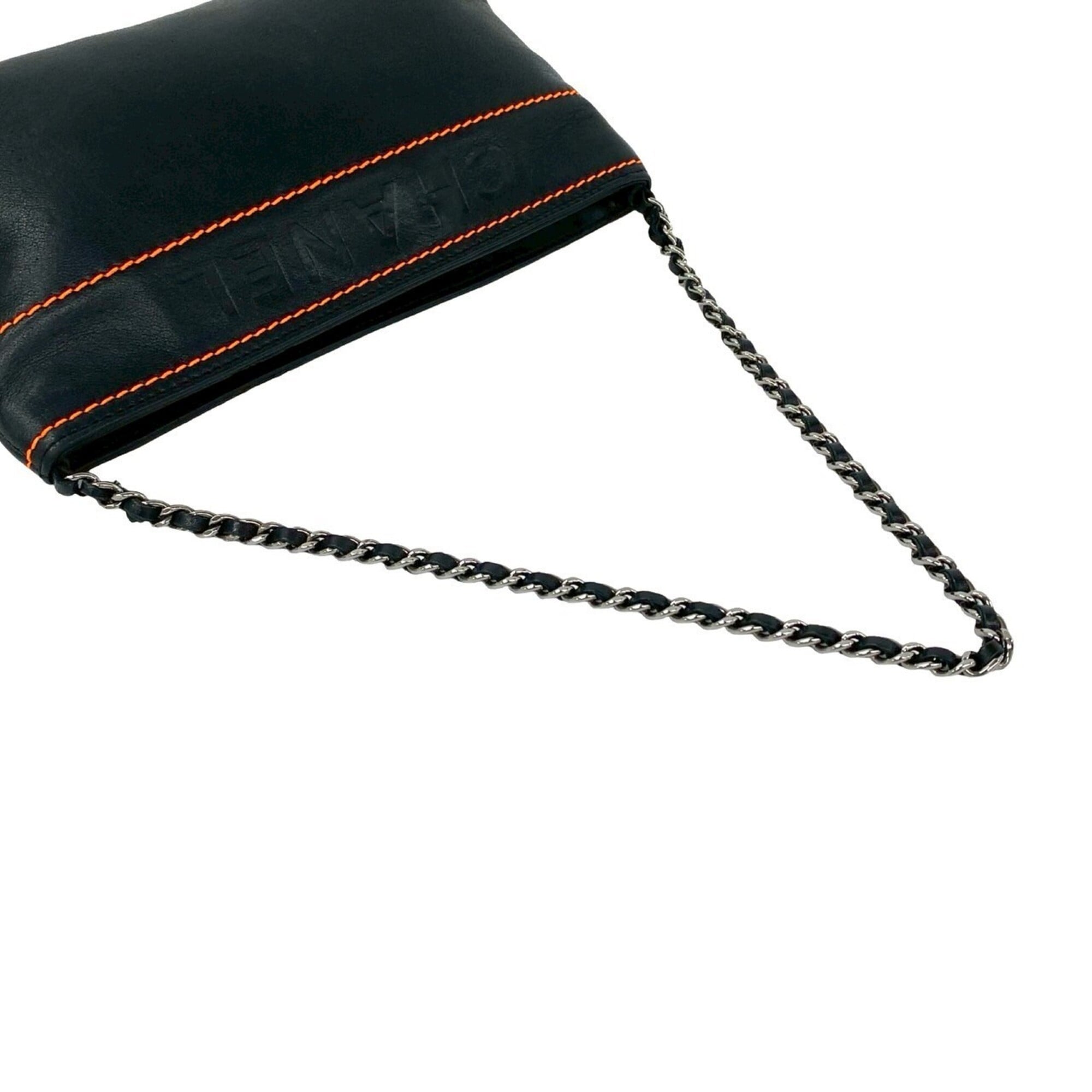 Chanel Black Leather Handbag Shoulder Bag (Pre-Owned)