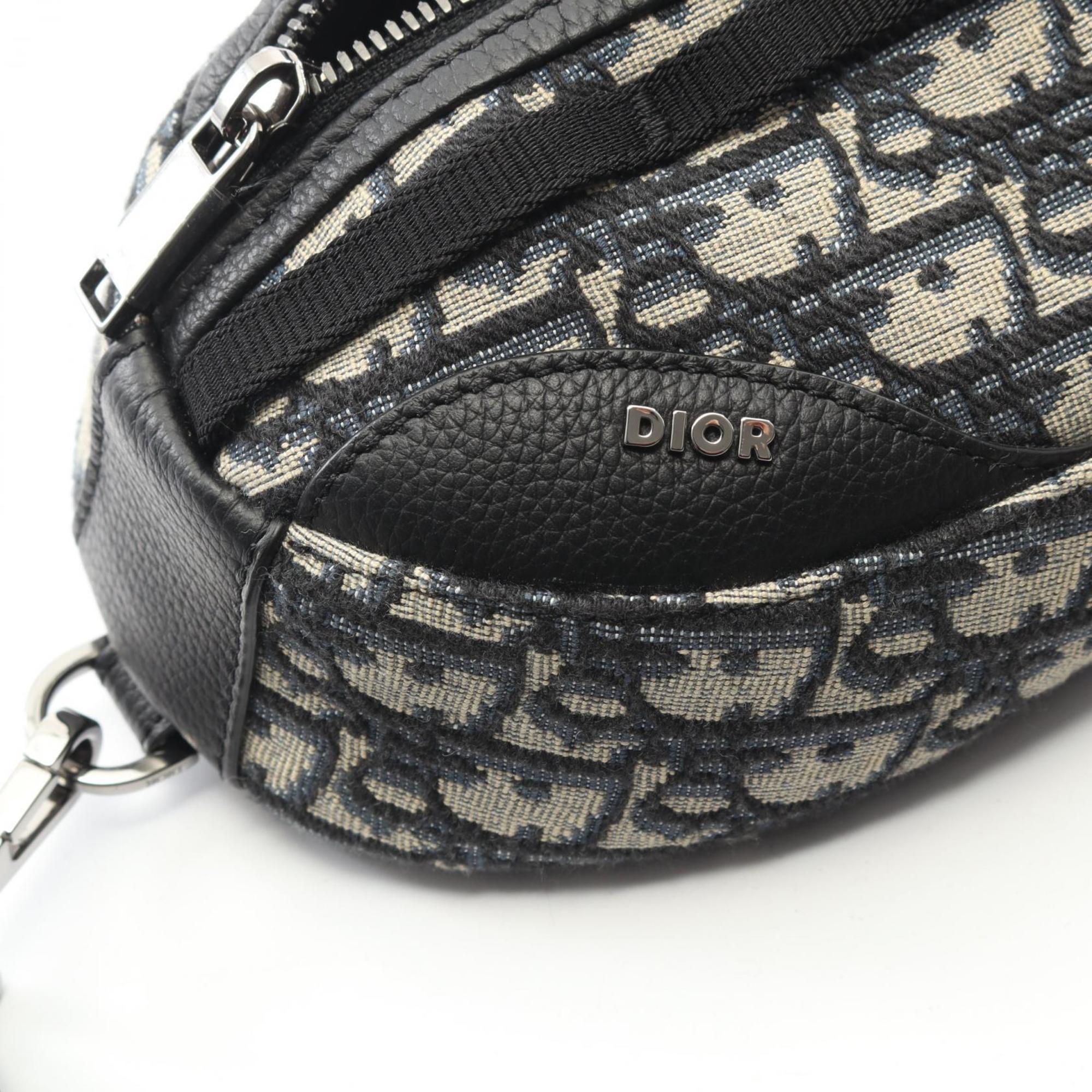 Christian Dior Beige Black Navy Canvas Leather Fanny Pack (Pre-Owned)