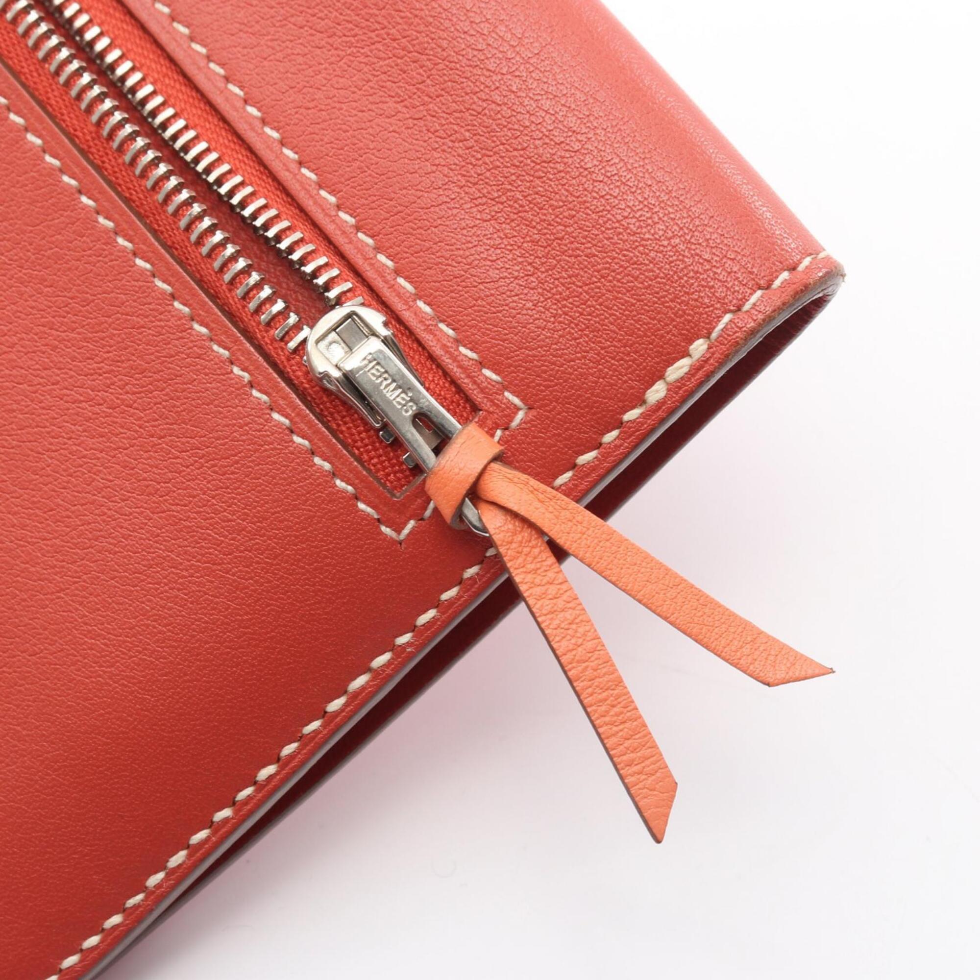 Hermes Bordeaux Pink Swift Leather Leather Long Wallet (Bi-Fold) (Pre-Owned)