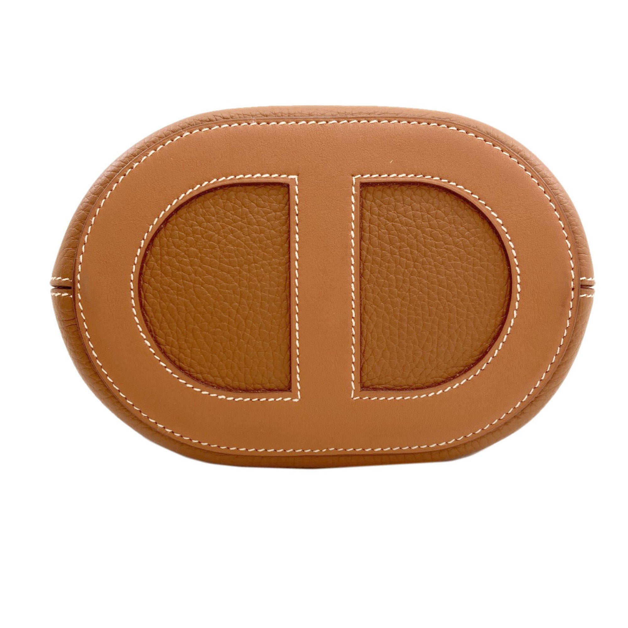 Hermes Gold Taurillon Clemence Leather Handbag (Pre-Owned)
