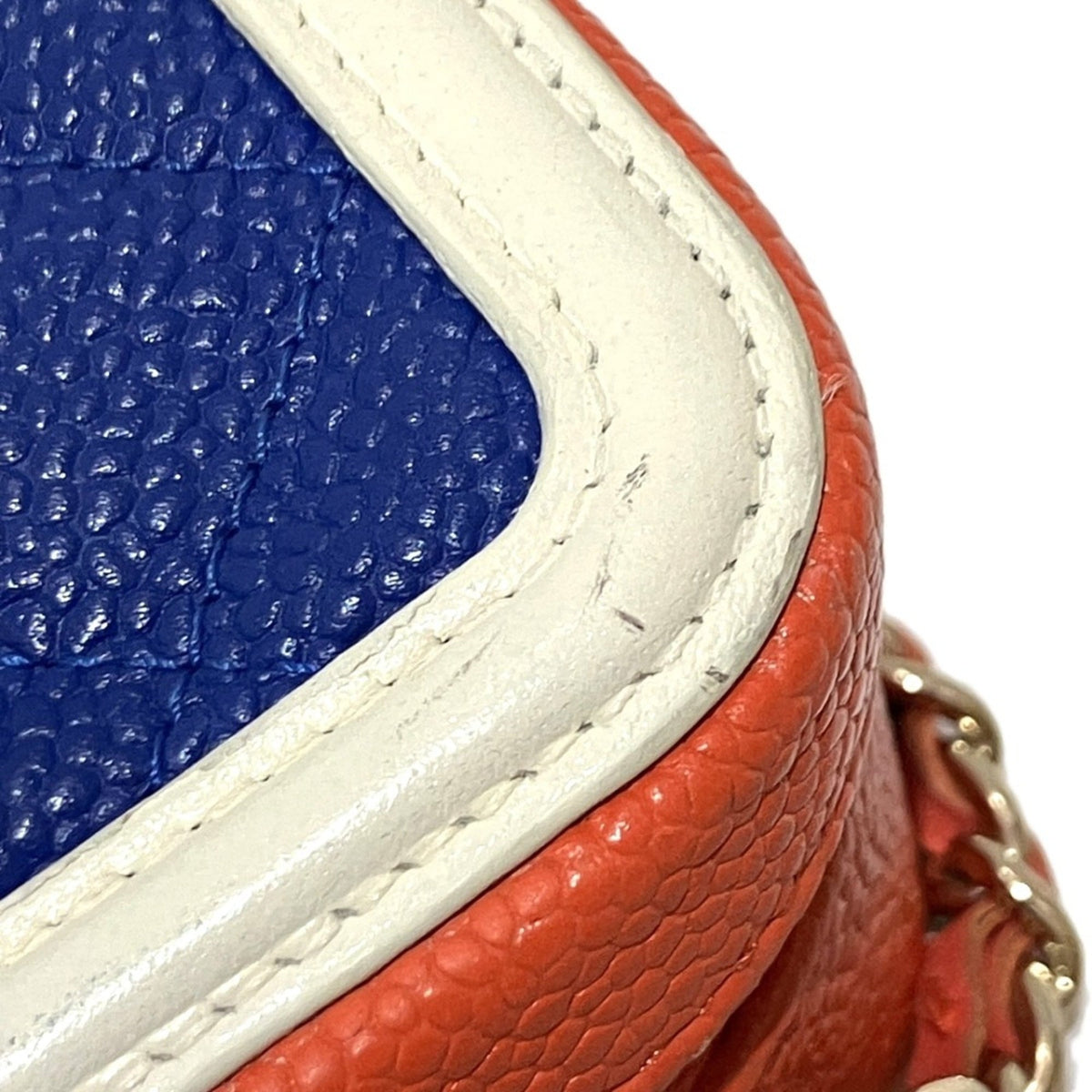 Chanel Blue Red Color White Grained Calfskin Shoulder Bag (Pre-Owned)