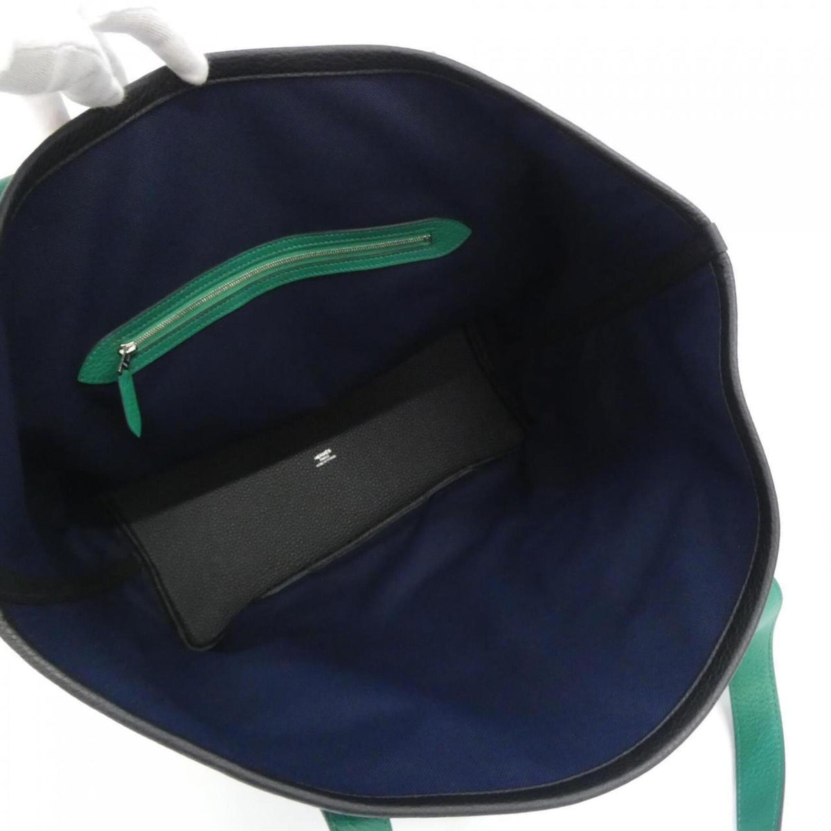 Hermes Black Blue Vert Leather Handbag (Pre-Owned)
