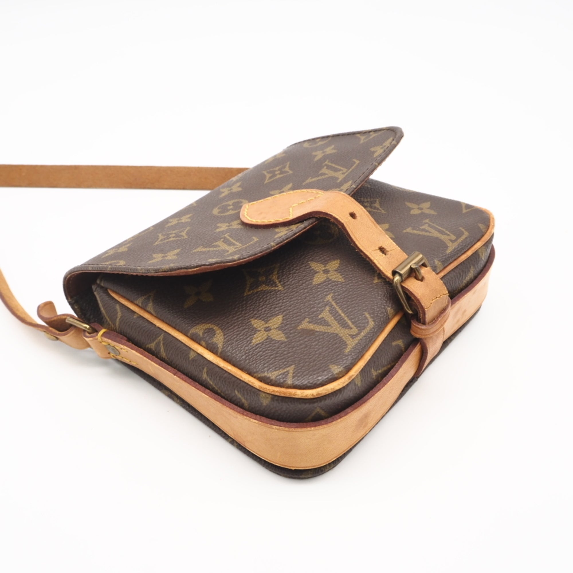 Louis Vuitton Monogram Beige Brown Coated Canvas Leather Shoulder Bag (Pre-Owned)