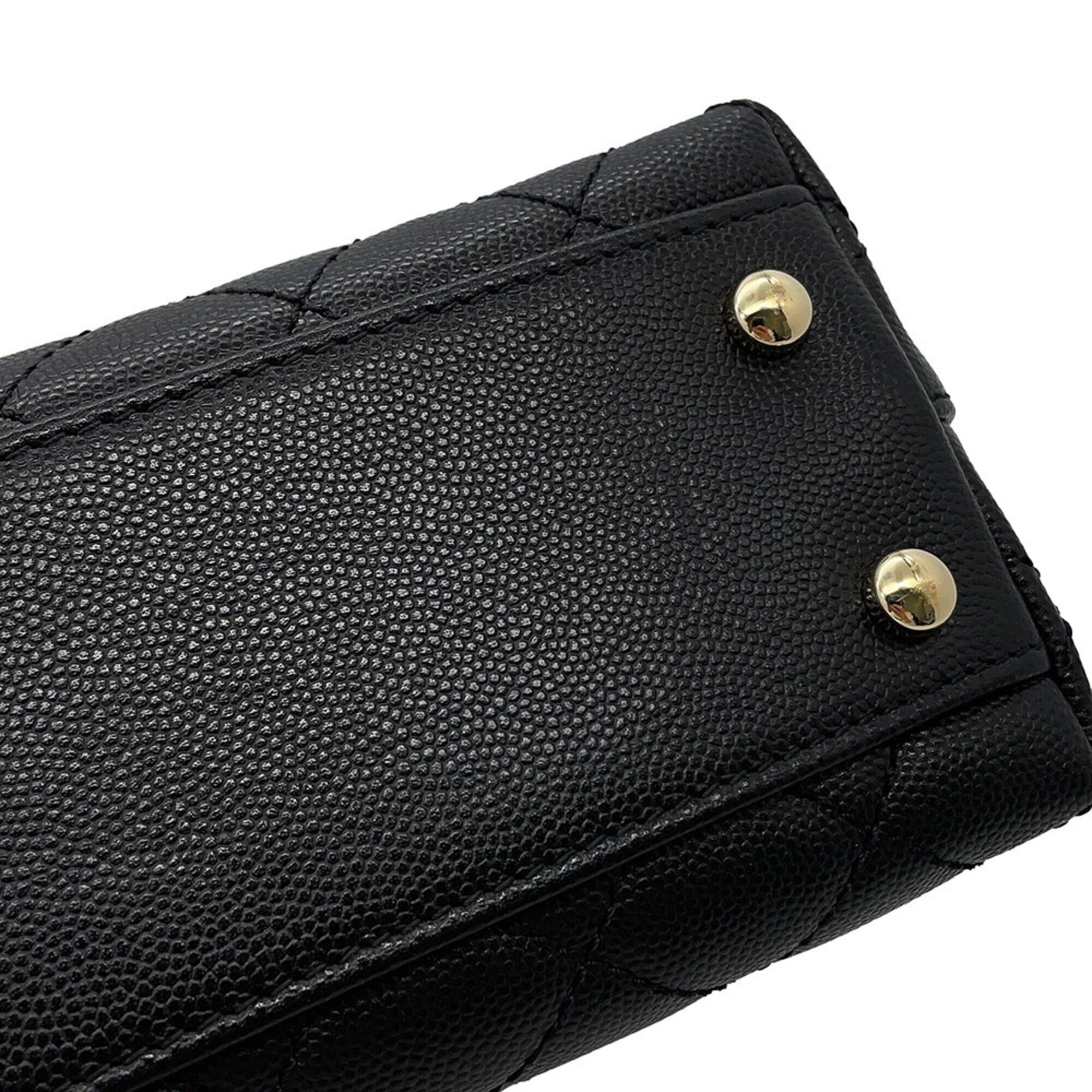 Chanel Matelasse Black Grained Calfskin Handbag Shoulder Bag (Pre-Owned)