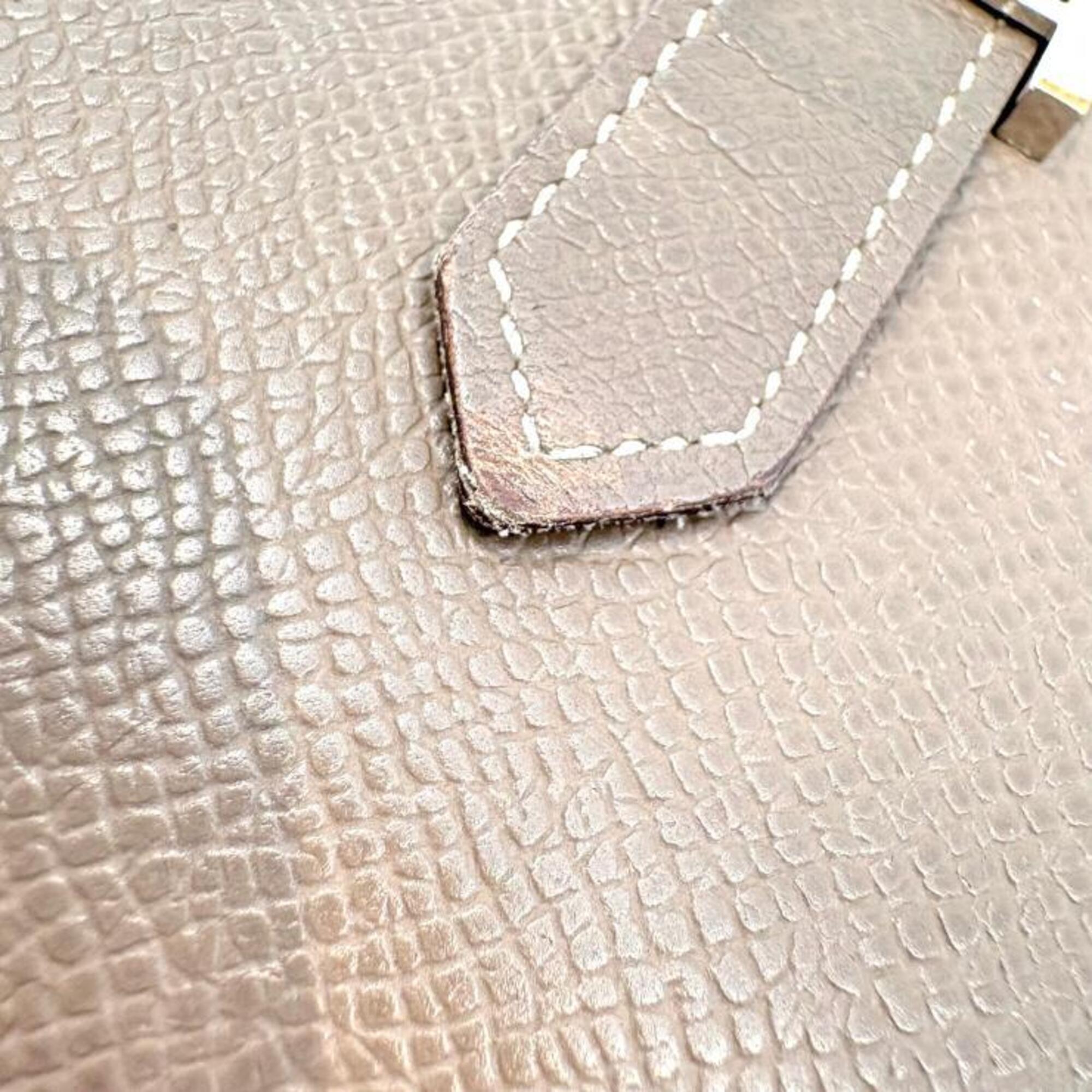 Hermes Beige Etoupe Gray Epsom Leather Long Wallet (Bi-Fold) (Pre-Owned)