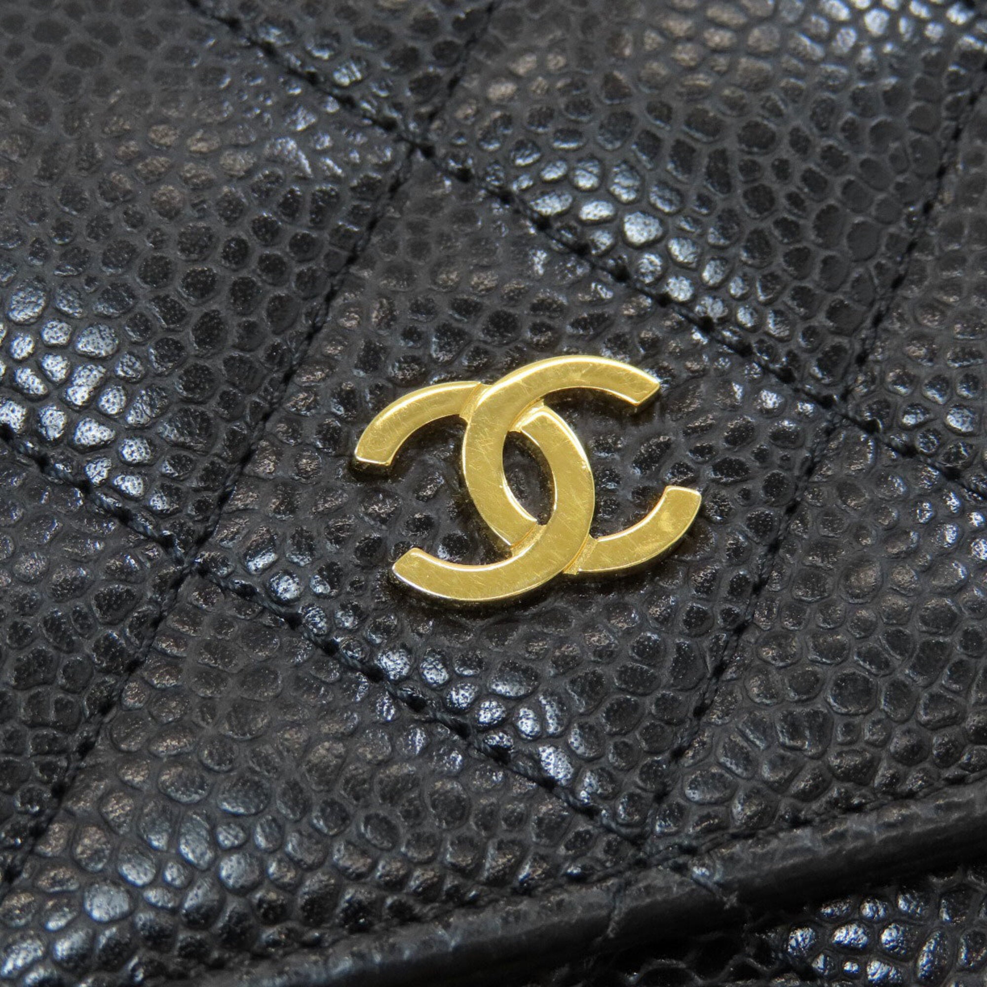 Chanel Matelasse Black Leather Long Wallet (Bi-Fold) (Pre-Owned)