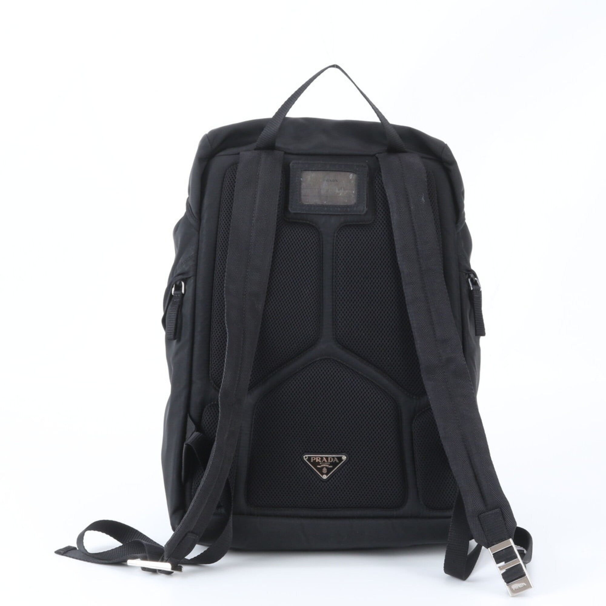 Prada Black Nylon Leather Backpack Handbag (Pre-Owned)