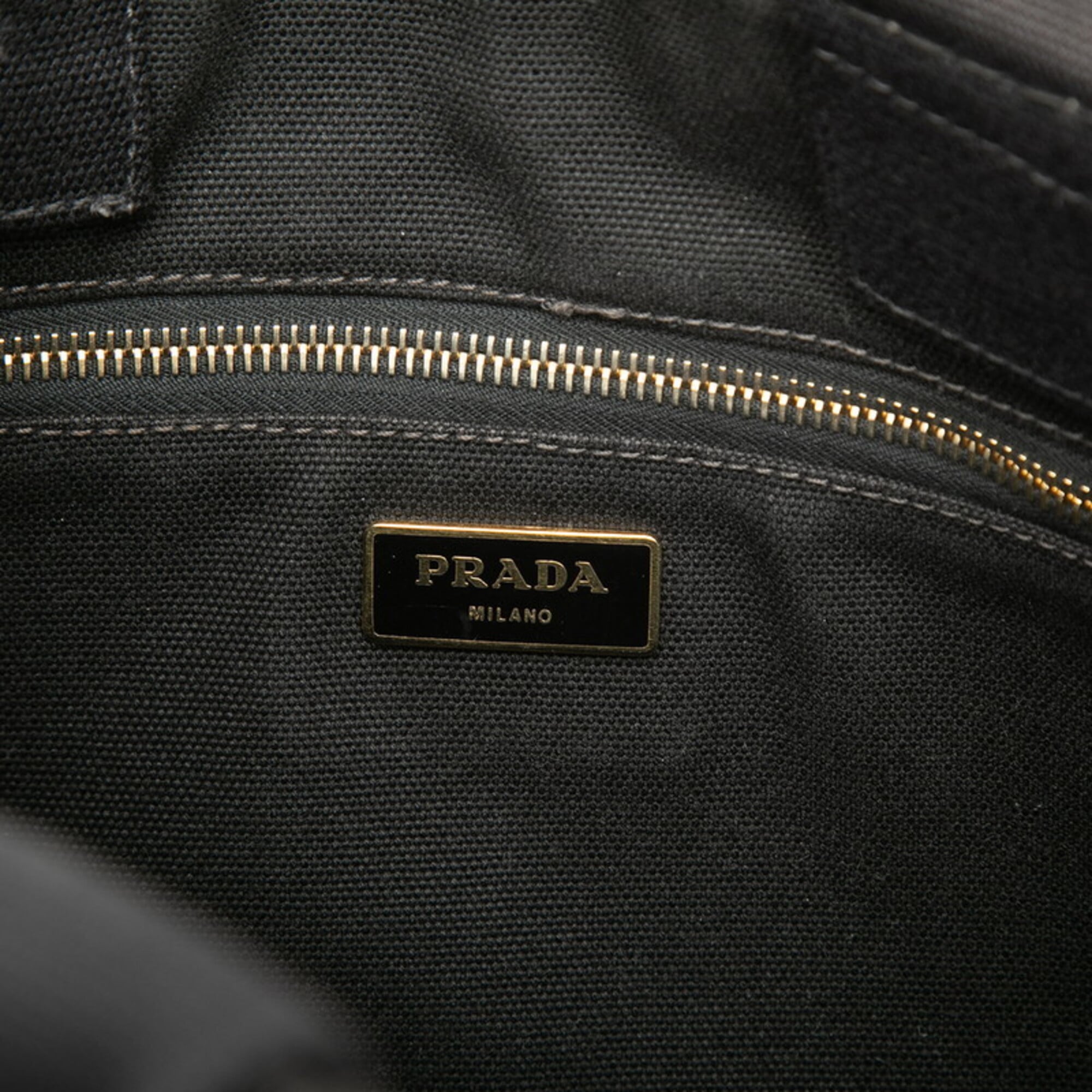 Prada Black Canapa Handbag Tote Bag (Pre-Owned)