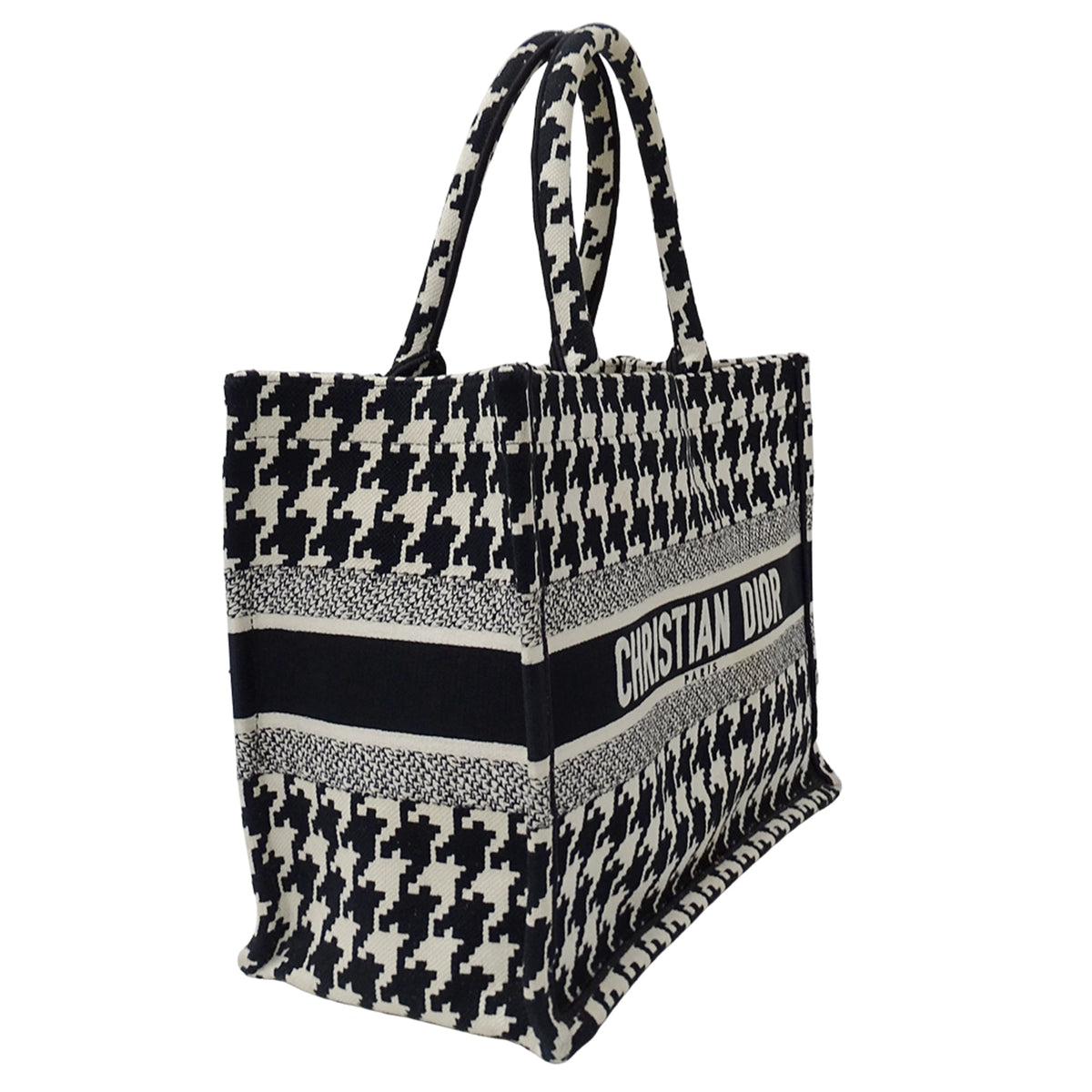Christian Dior Black White Canvas Handbag Tote Bag (Pre-Owned)