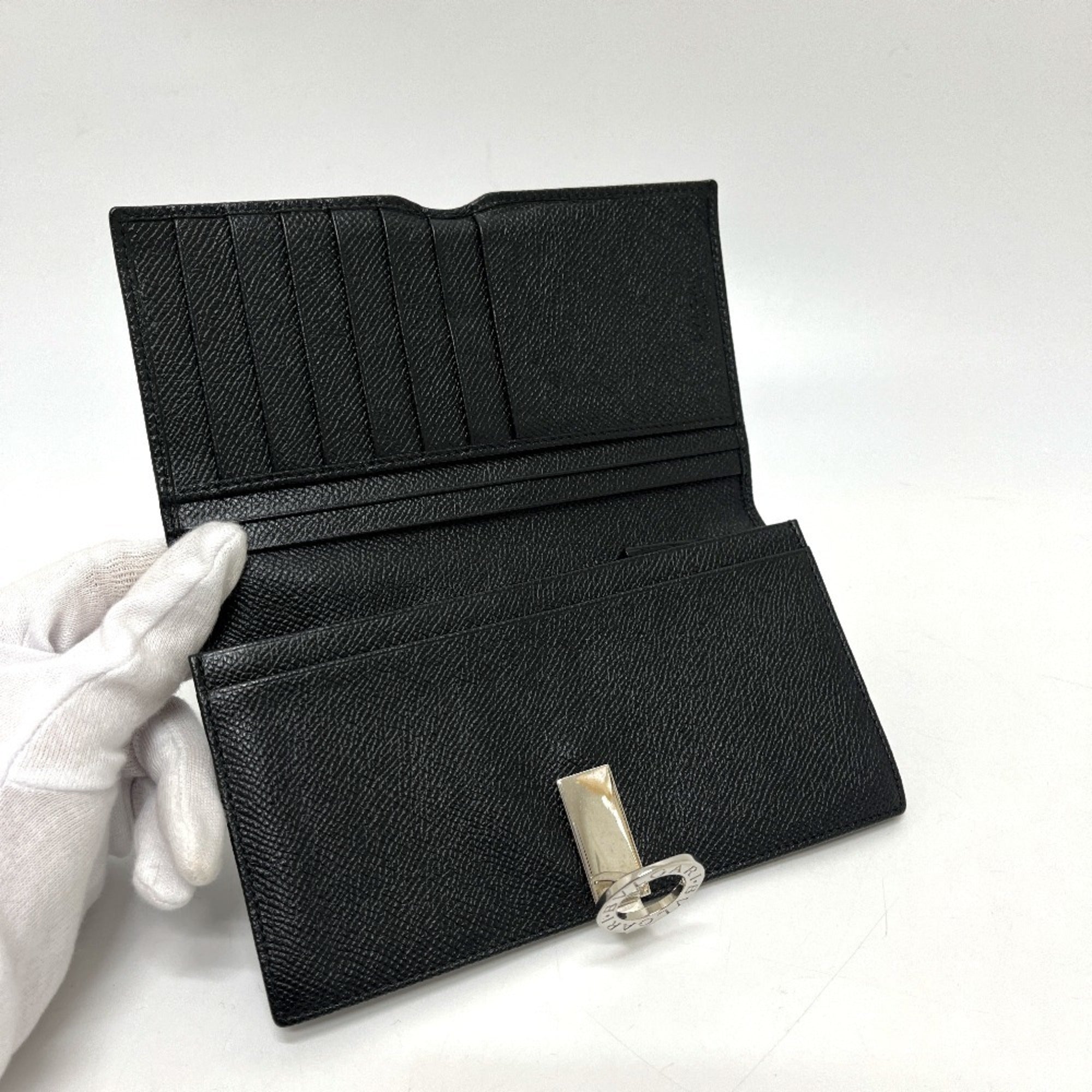 Bvlgari Black Leather Long Wallet (Bi-Fold) (Pre-Owned)