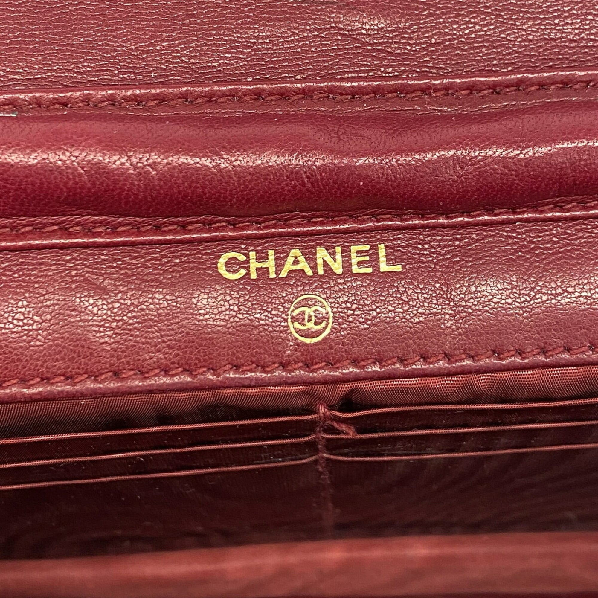 Chanel Bordeaux Grained Calfskin Chain/Shoulder Wallet (Pre-Owned)