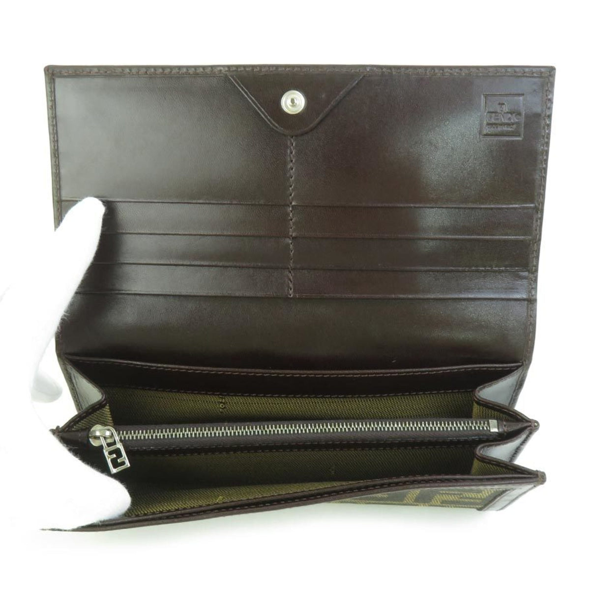 Fendi Brown Canvas Leather Long Wallet (Bi-Fold) (Pre-Owned)