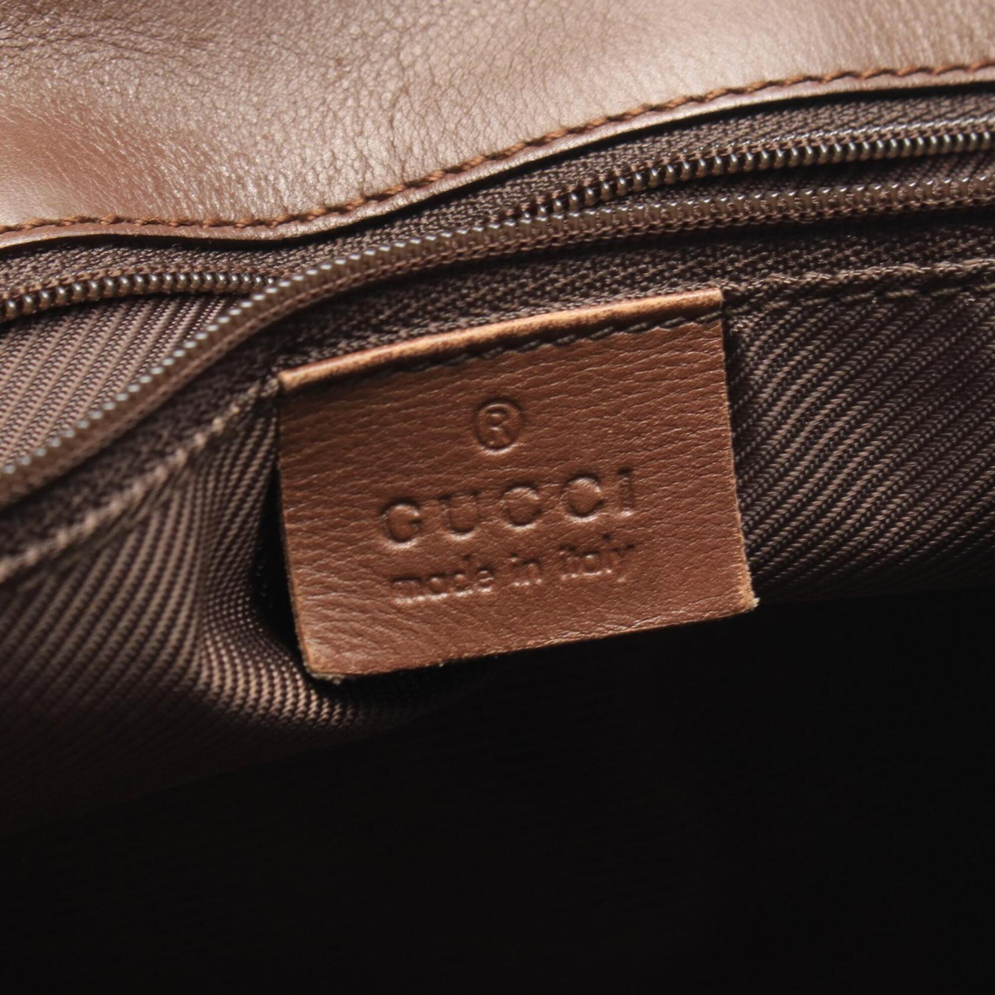 Gucci Beige Brown Gg Canvas Leather Handbag Tote Bag (Pre-Owned)