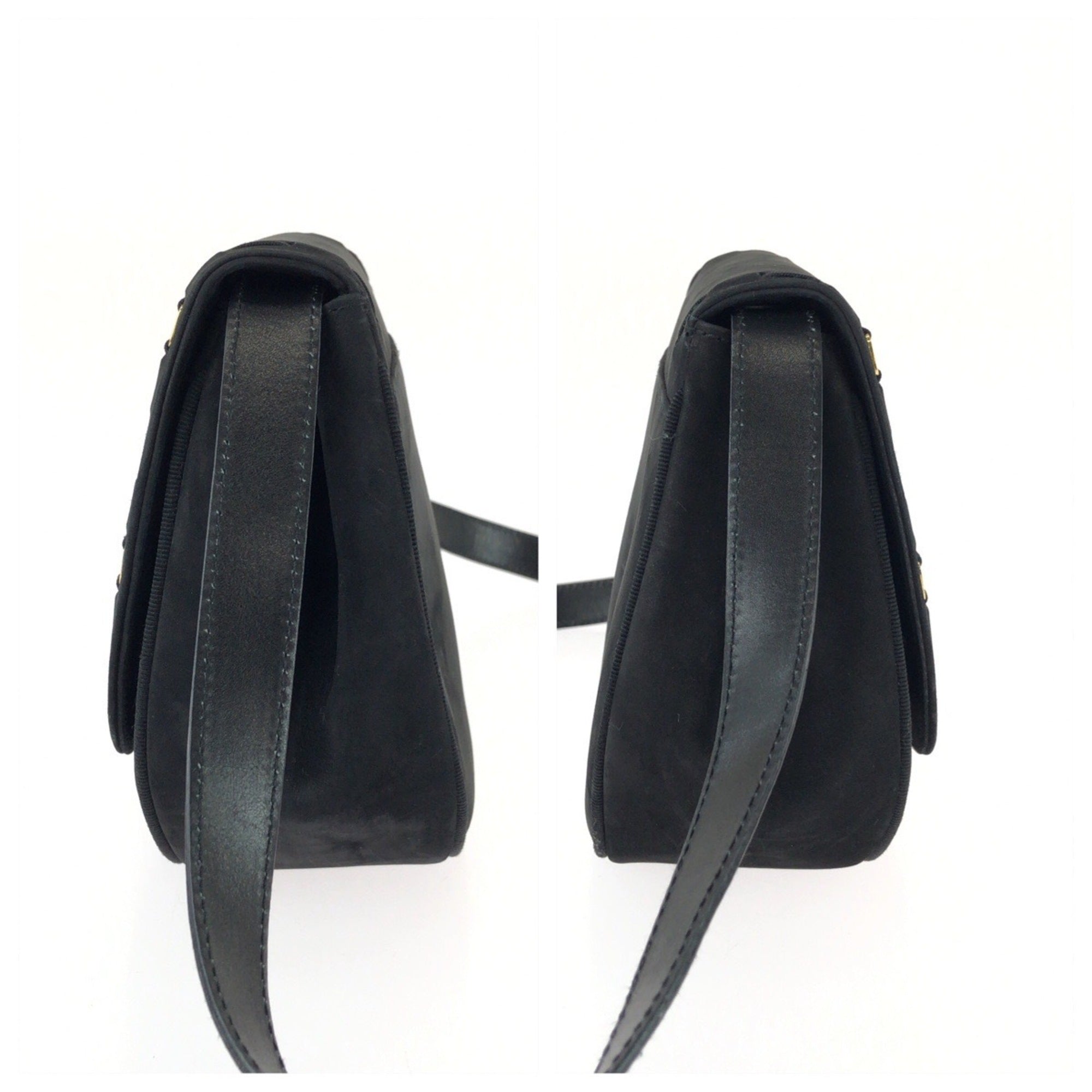 Salvatore Ferragamo Black Suede Pochette Shoulder Bag (Pre-Owned)