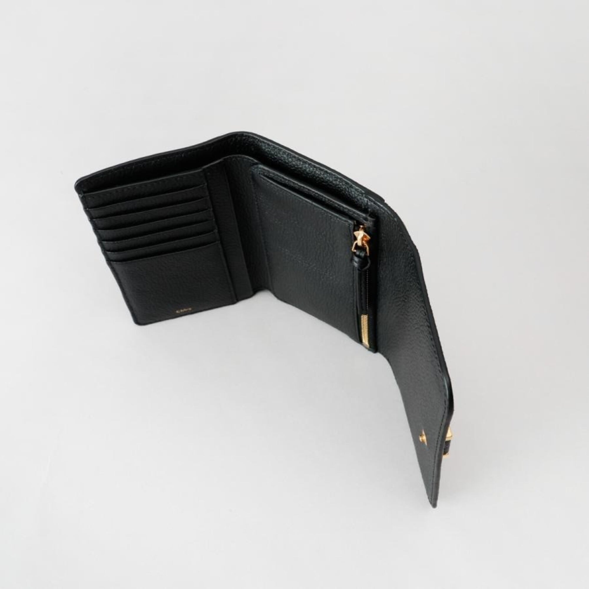 Chloé Marcie Black Leather Wallet (Tri-Fold) (Pre-Owned)