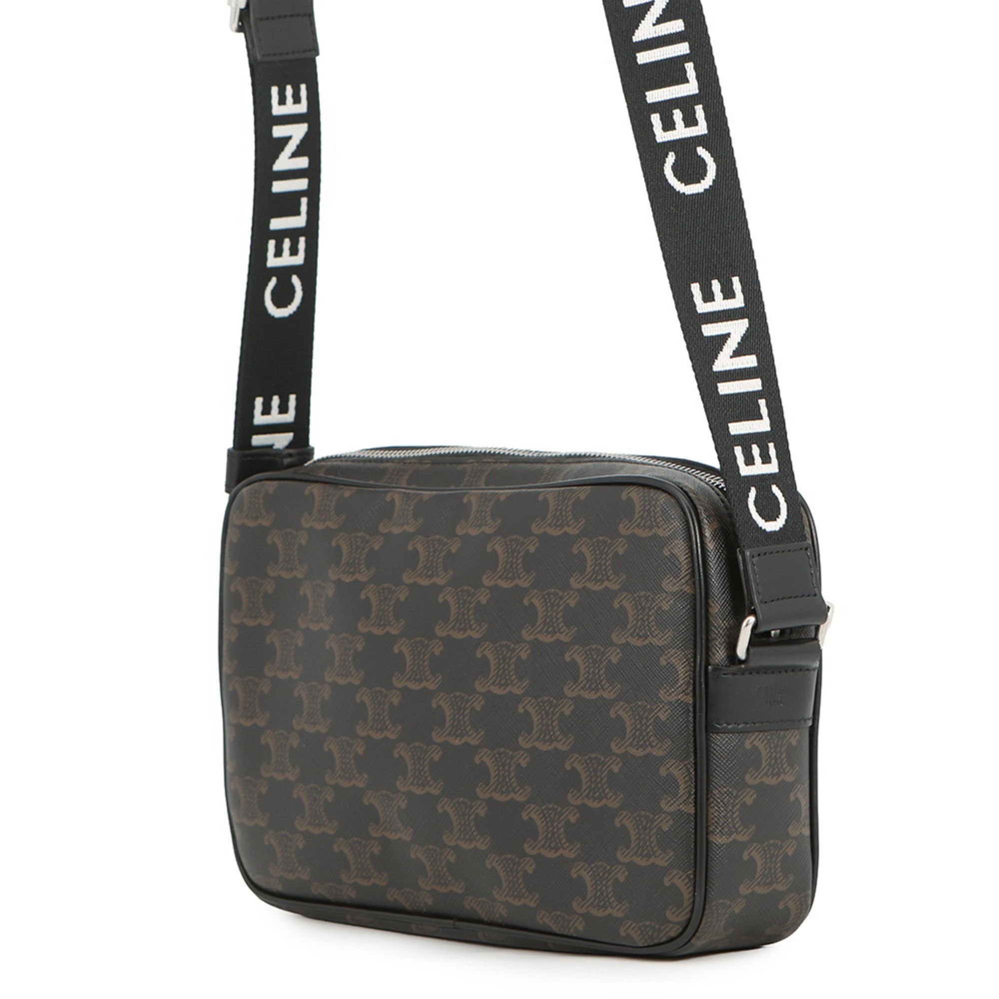 Celine Black Brown Pvc Leather Messenger Bag Shoulder Bag (Pre-Owned)