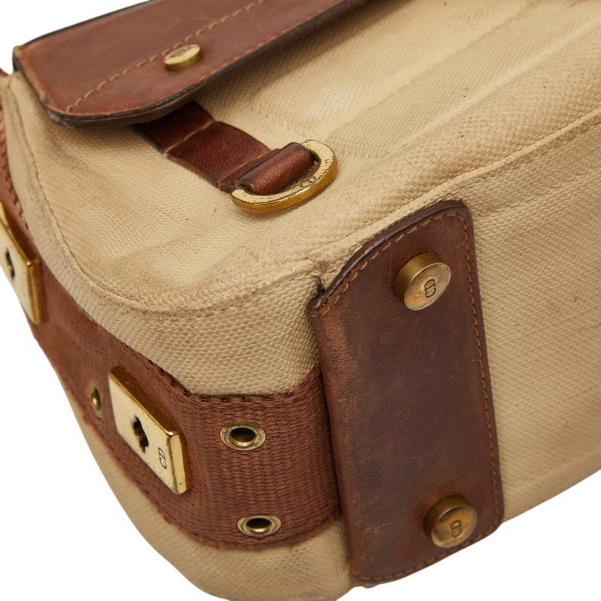 Christian Dior Beige Brown Pvc Leather Shoulder Bag (Pre-Owned)