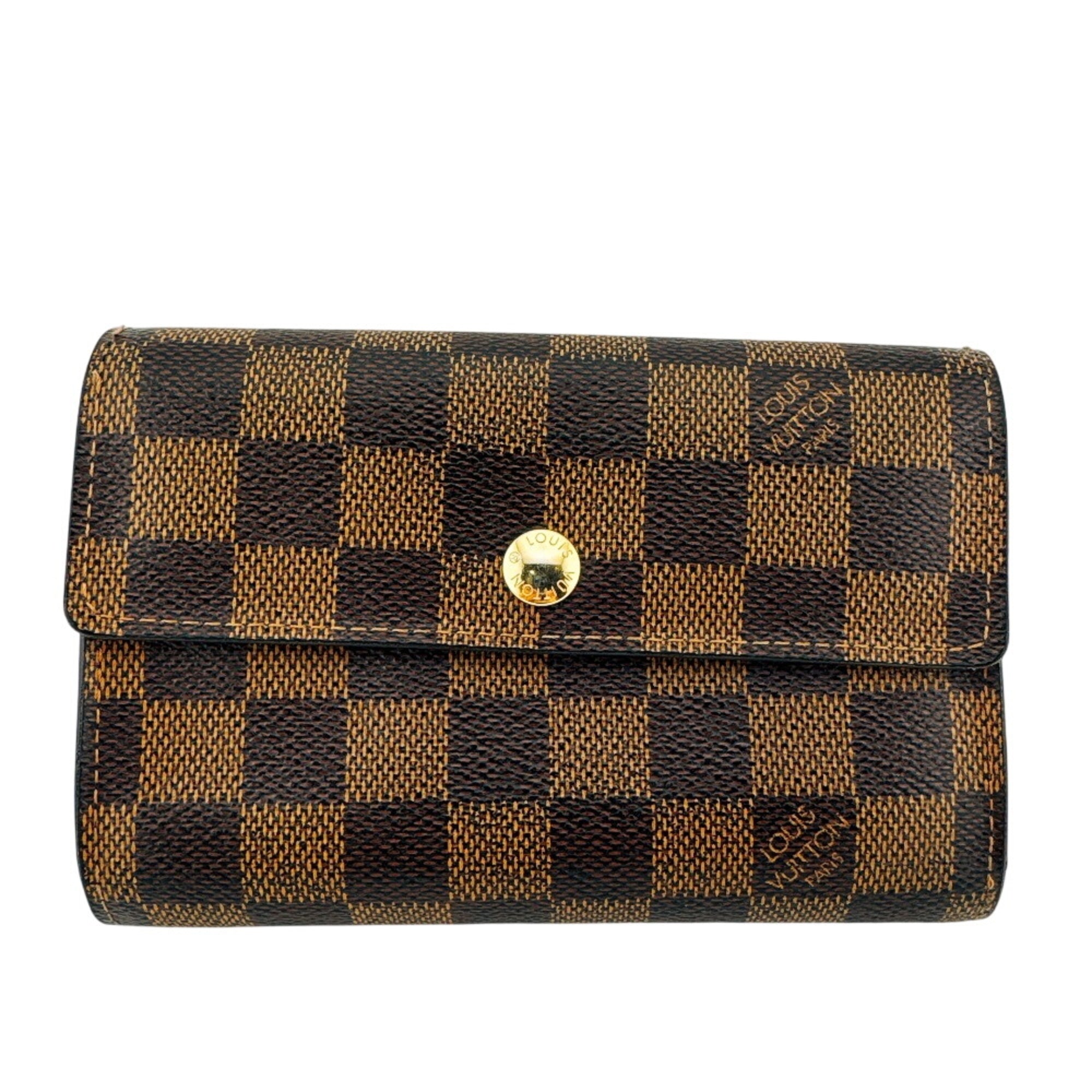 Louis Vuitton Damier Brown Leather Wallet (Tri-Fold) (Pre-Owned)