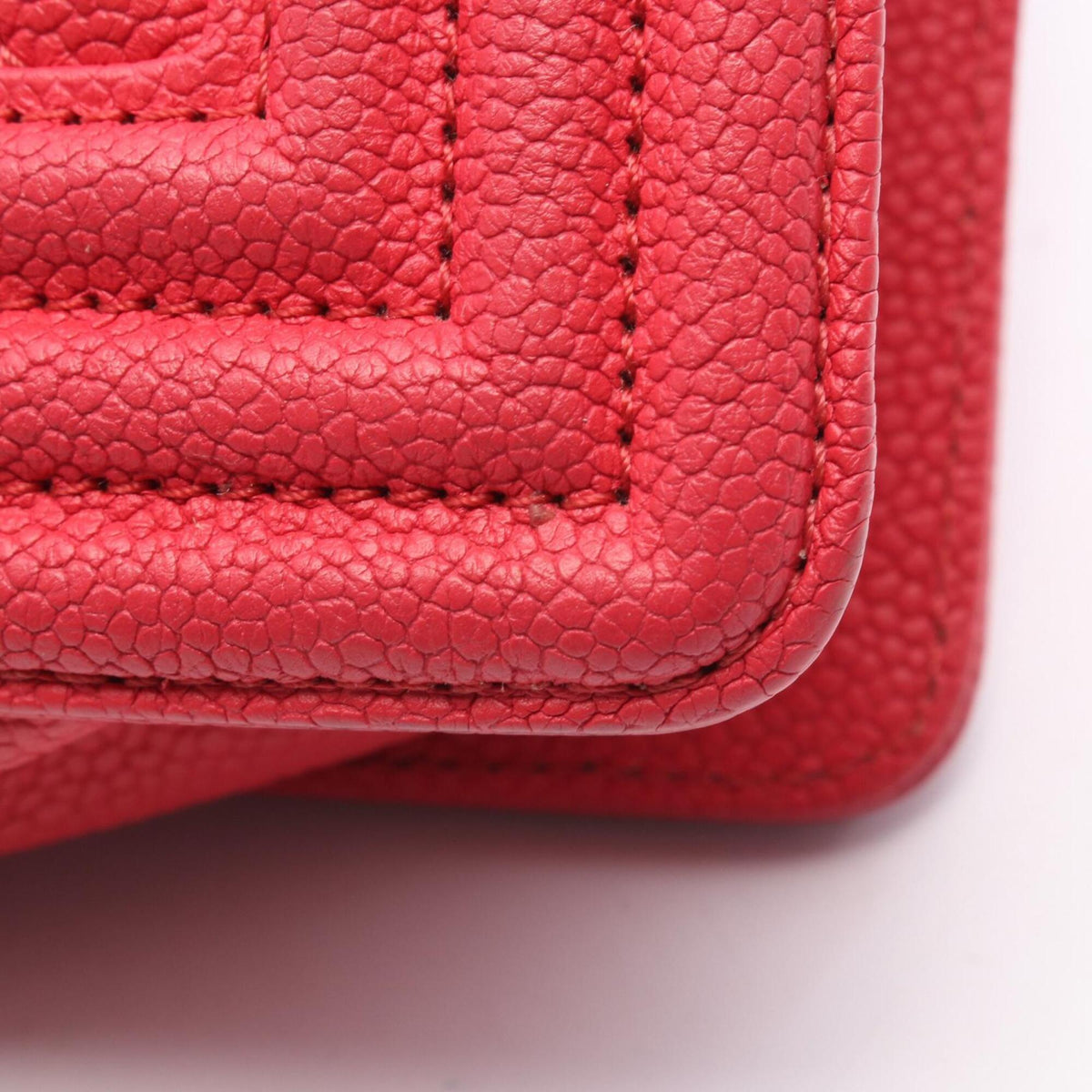 Chanel Red Color Grained Calfskin Handbag Shoulder Bag (Pre-Owned)
