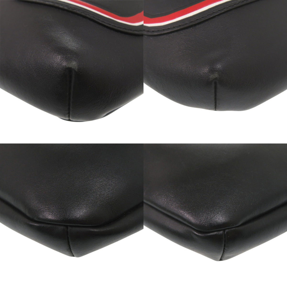 Fendi Black Red Color Leather Fanny Pack Sling Bag (Pre-Owned)