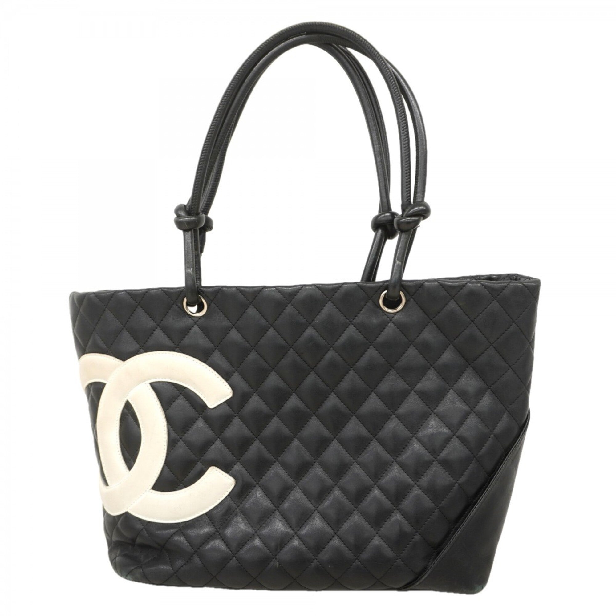Chanel Black White Leather Tote Bag (Pre-Owned)