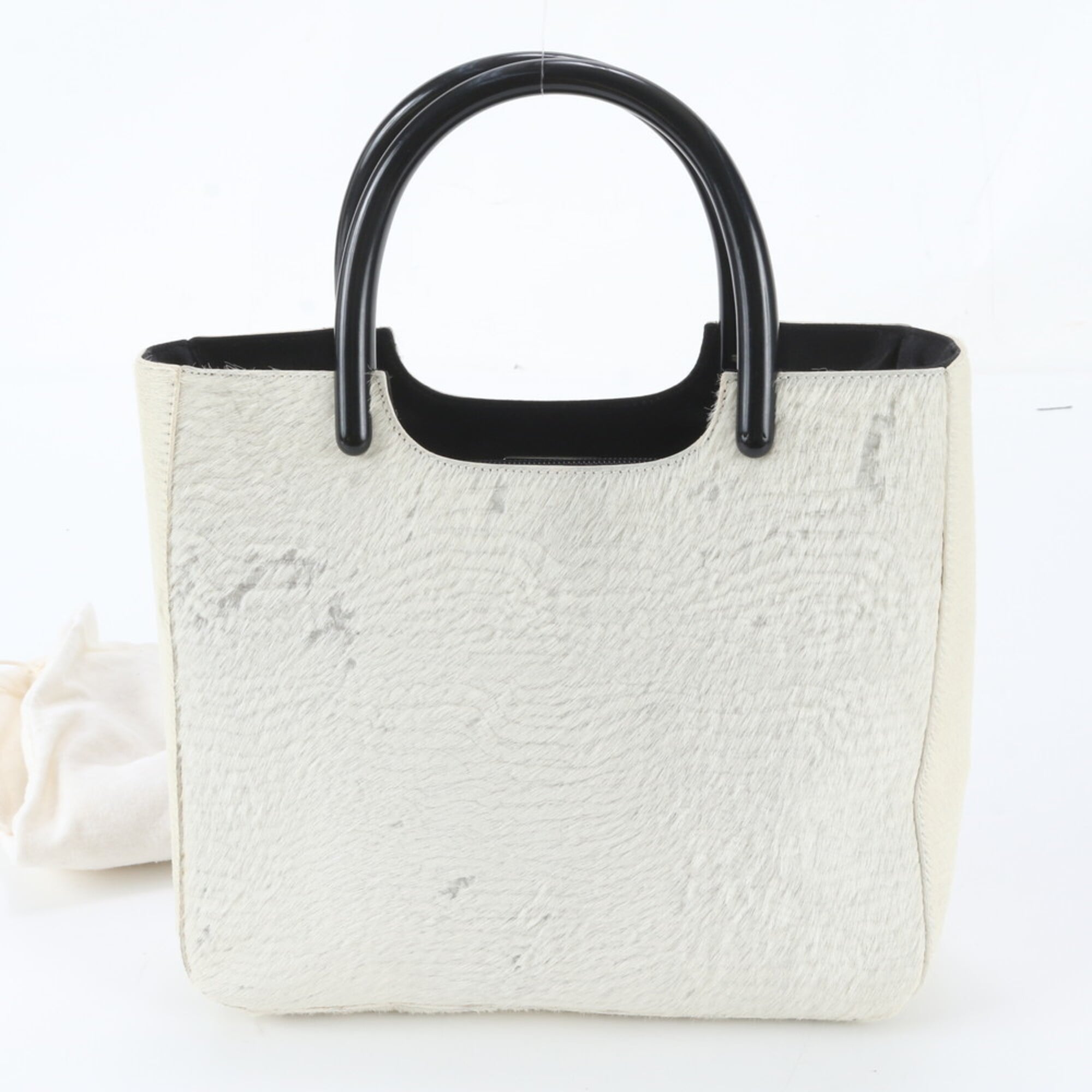 Prada White Leather Handbag Shoulder Bag Tote Bag (Pre-Owned)