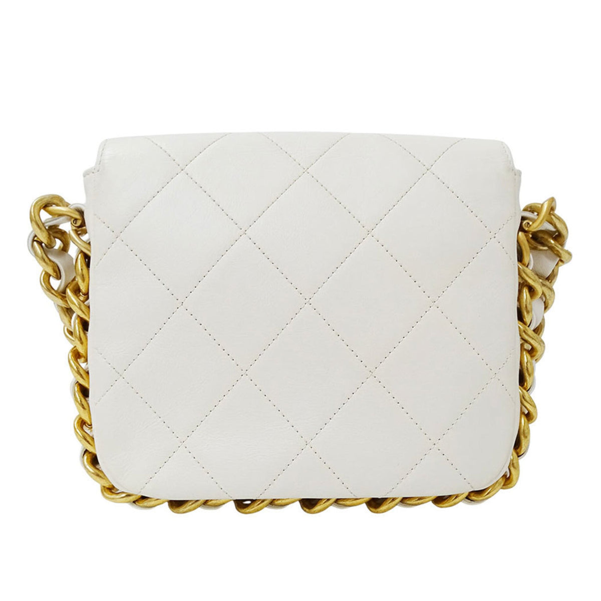Chanel White Leather Shoulder Bag (Pre-Owned)