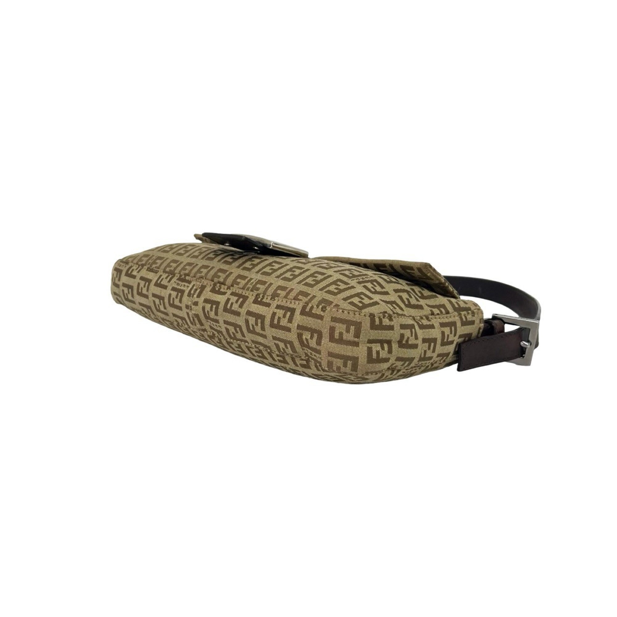 Fendi Beige Brown Canvas Leather Shoulder Bag (Pre-Owned)