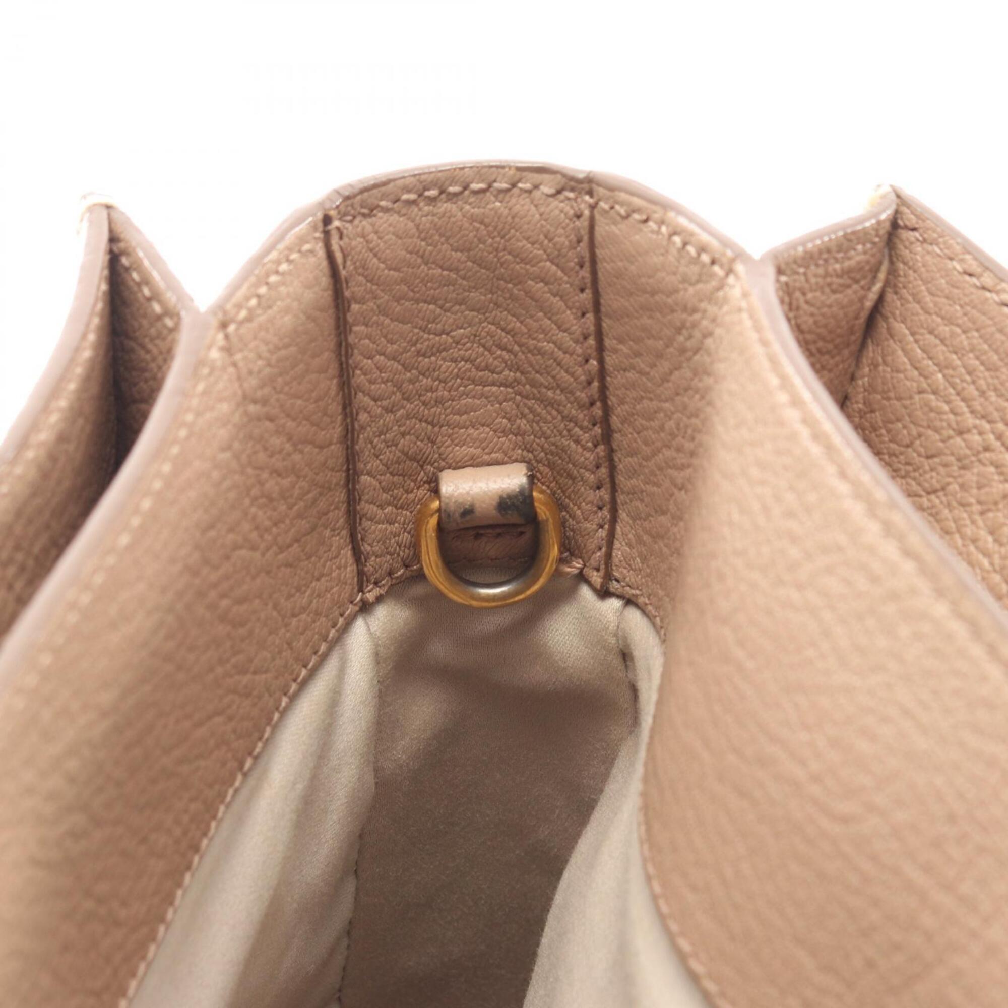 Miu Miu Beige Brown Leather Handbag Tote Bag (Pre-Owned)