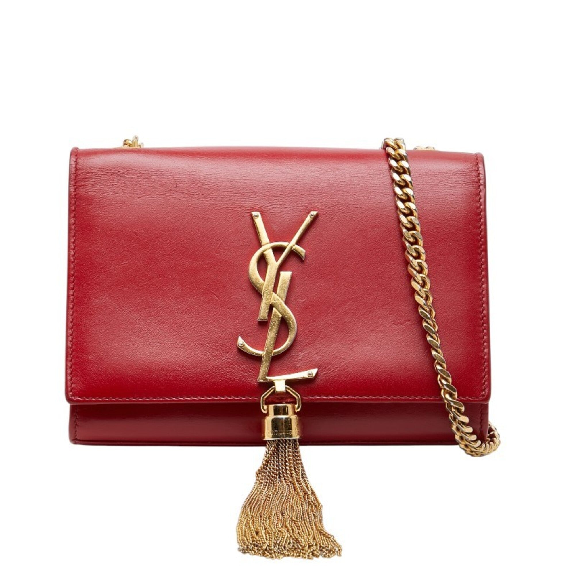 Saint Laurent Gold Red Color Leather Shoulder Bag (Pre-Owned)