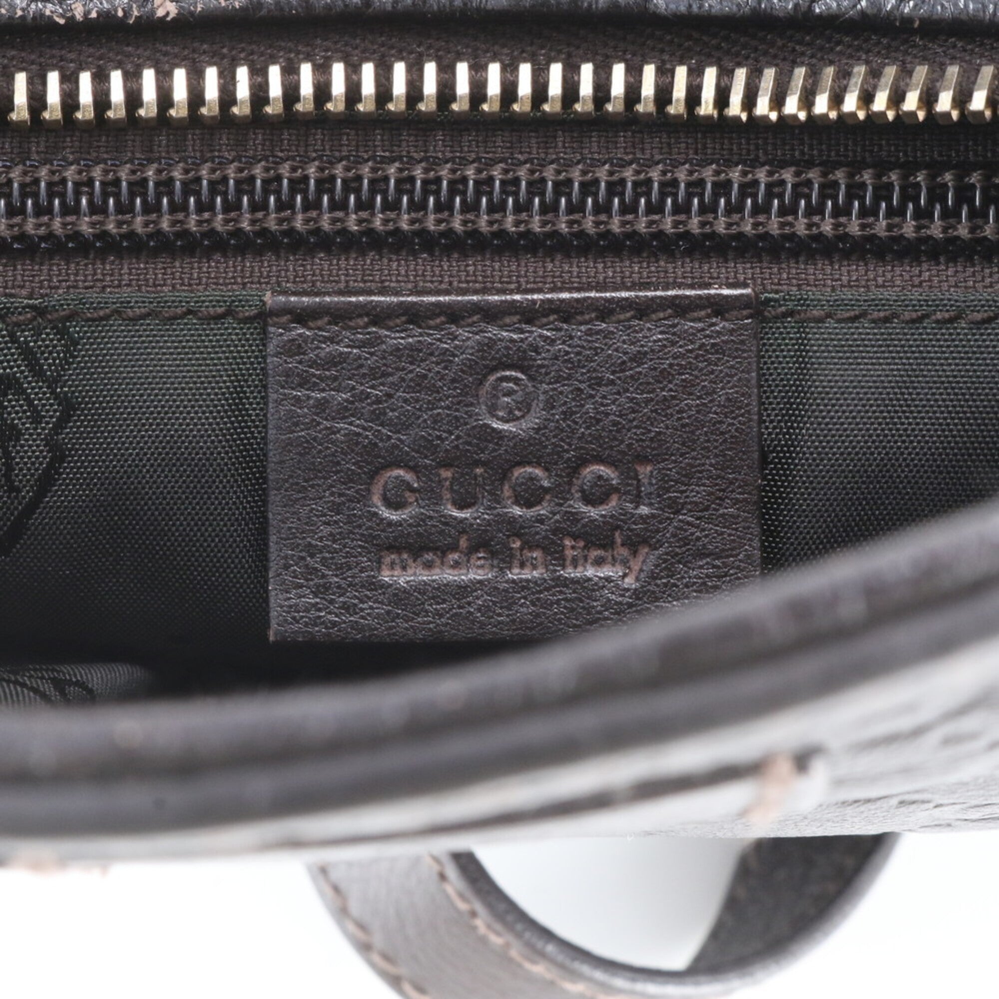 Gucci Guccissima Dark Brown Leather Shoulder Bag (Pre-Owned)