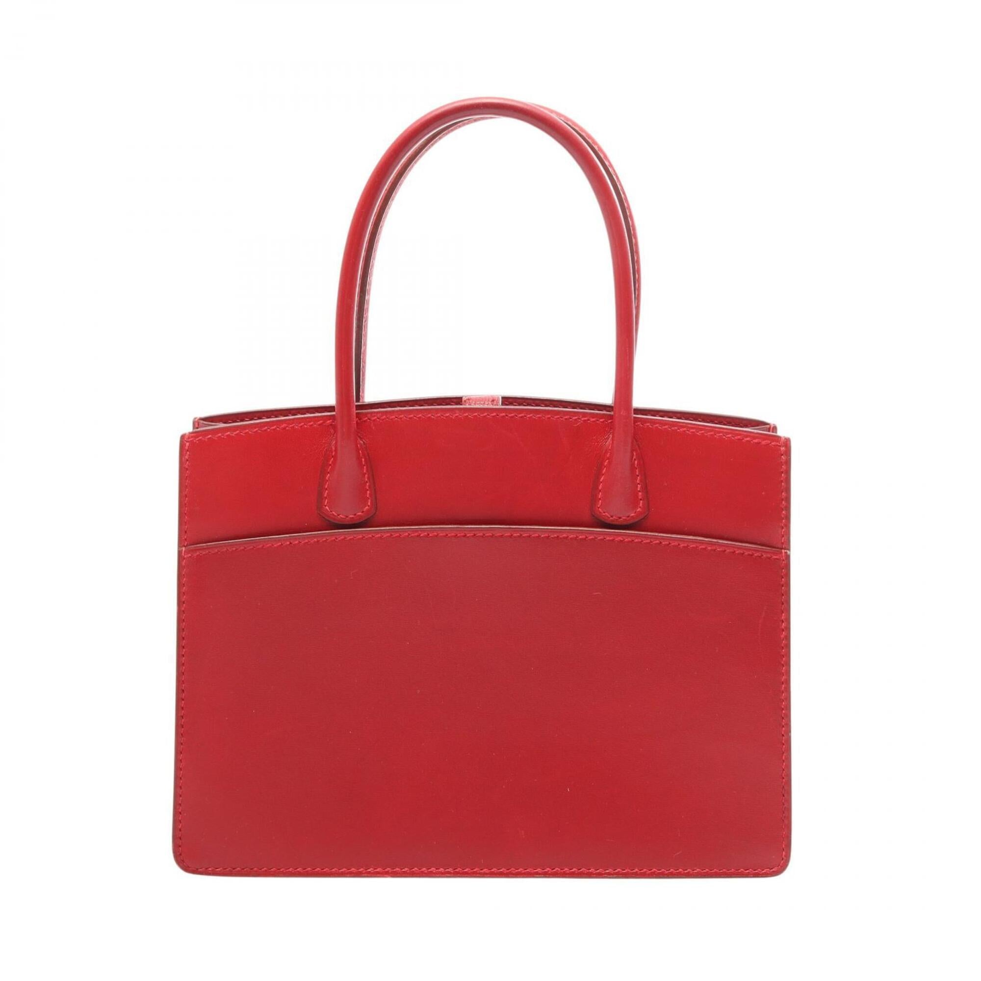 Hermes Red Color Box Calf Leather Handbag (Pre-Owned)