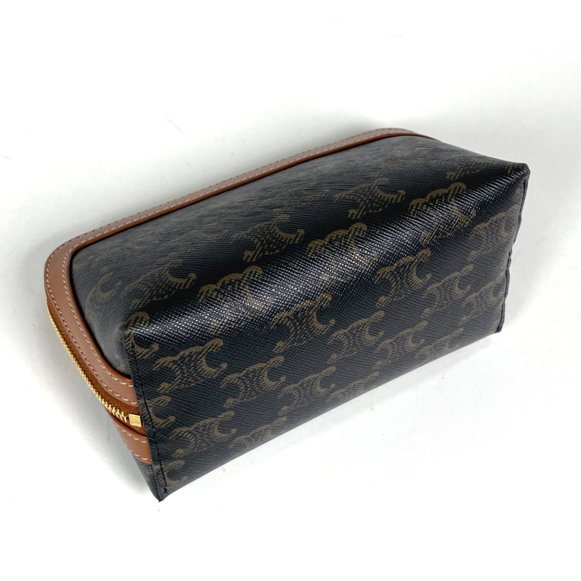 Celine Brown Coated Canvas Leather Pouch (Pre-Owned)