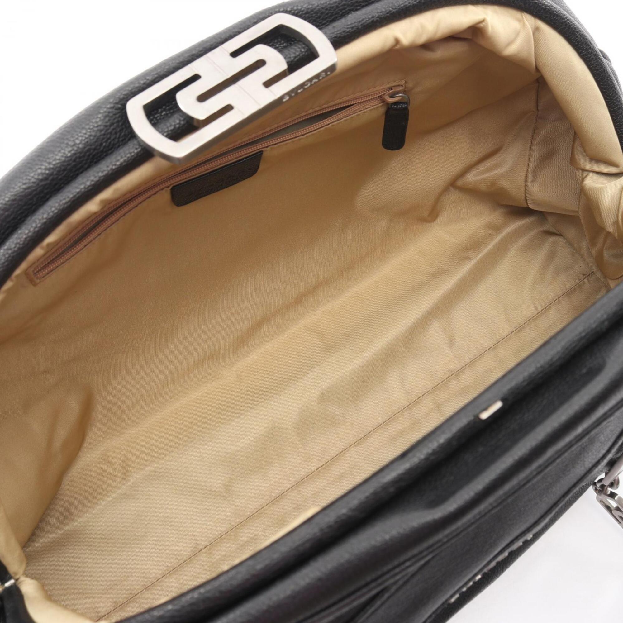 Bvlgari Black Leather Handbag Shoulder Bag (Pre-Owned)