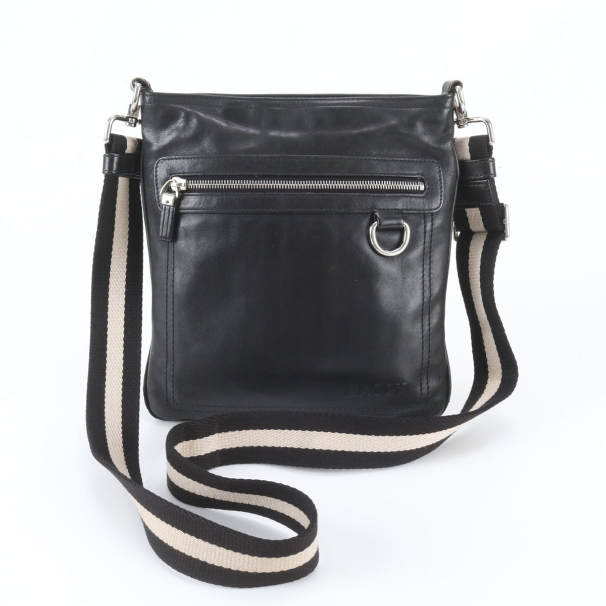 Bally Black Leather Messenger Bag Shoulder Bag Tote Bag (Pre-Owned)