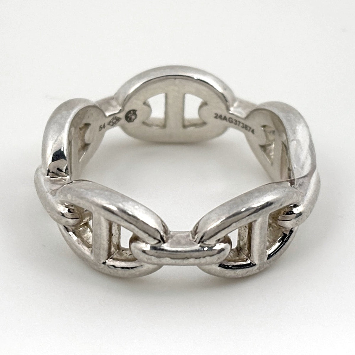 Hermes Silver Silver 925 Band Ring (Pre-Owned)