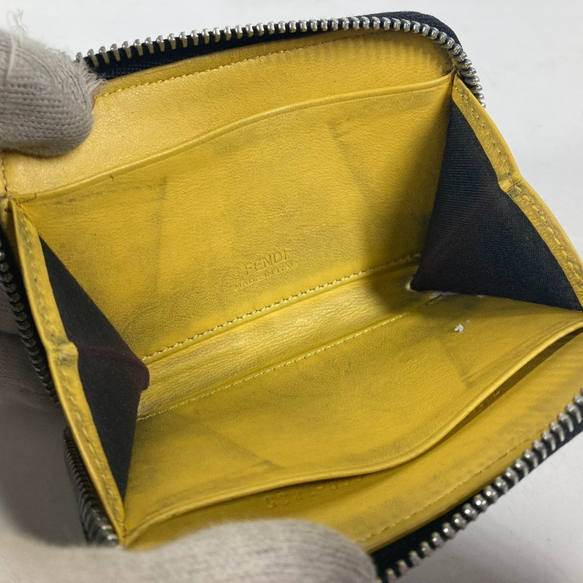 Fendi Black Yellow Leather Coin Purse/Coin Case (Pre-Owned)