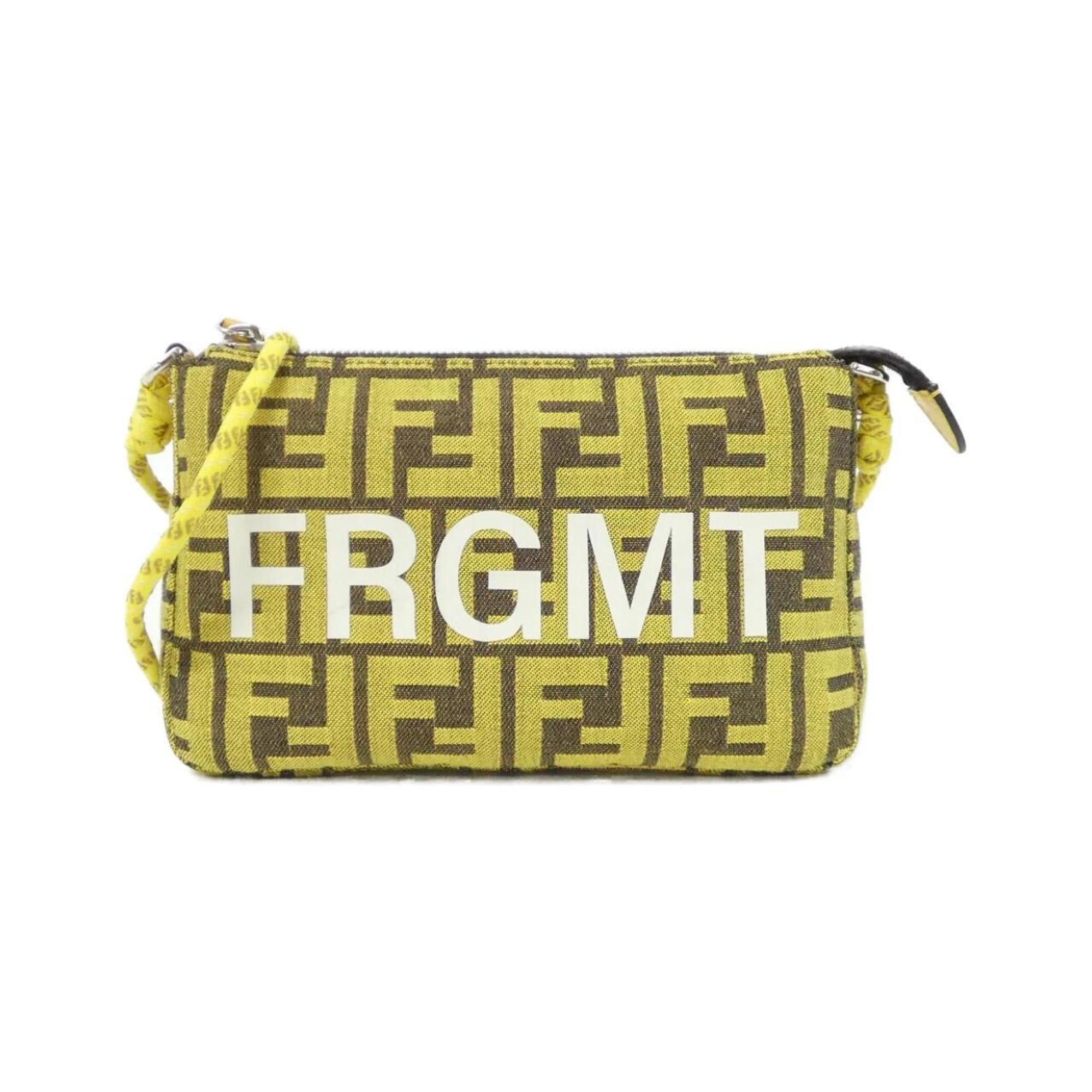 Fendi Yellow Canvas Handbag Pouch Shoulder Bag (Pre-Owned)