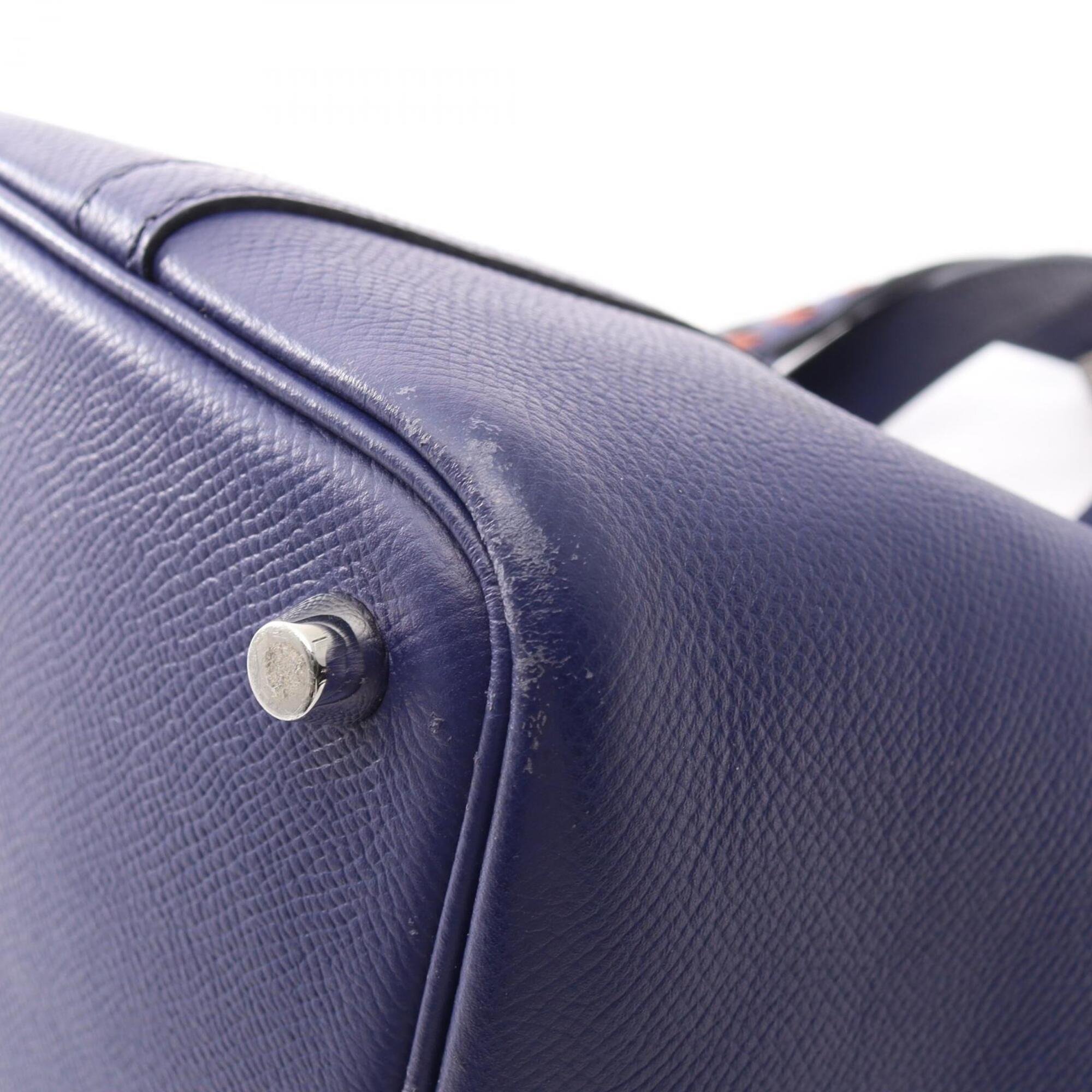 Hermes Picotin Black Brique Brown Navy Epsom Leather Handbag (Pre-Owned)